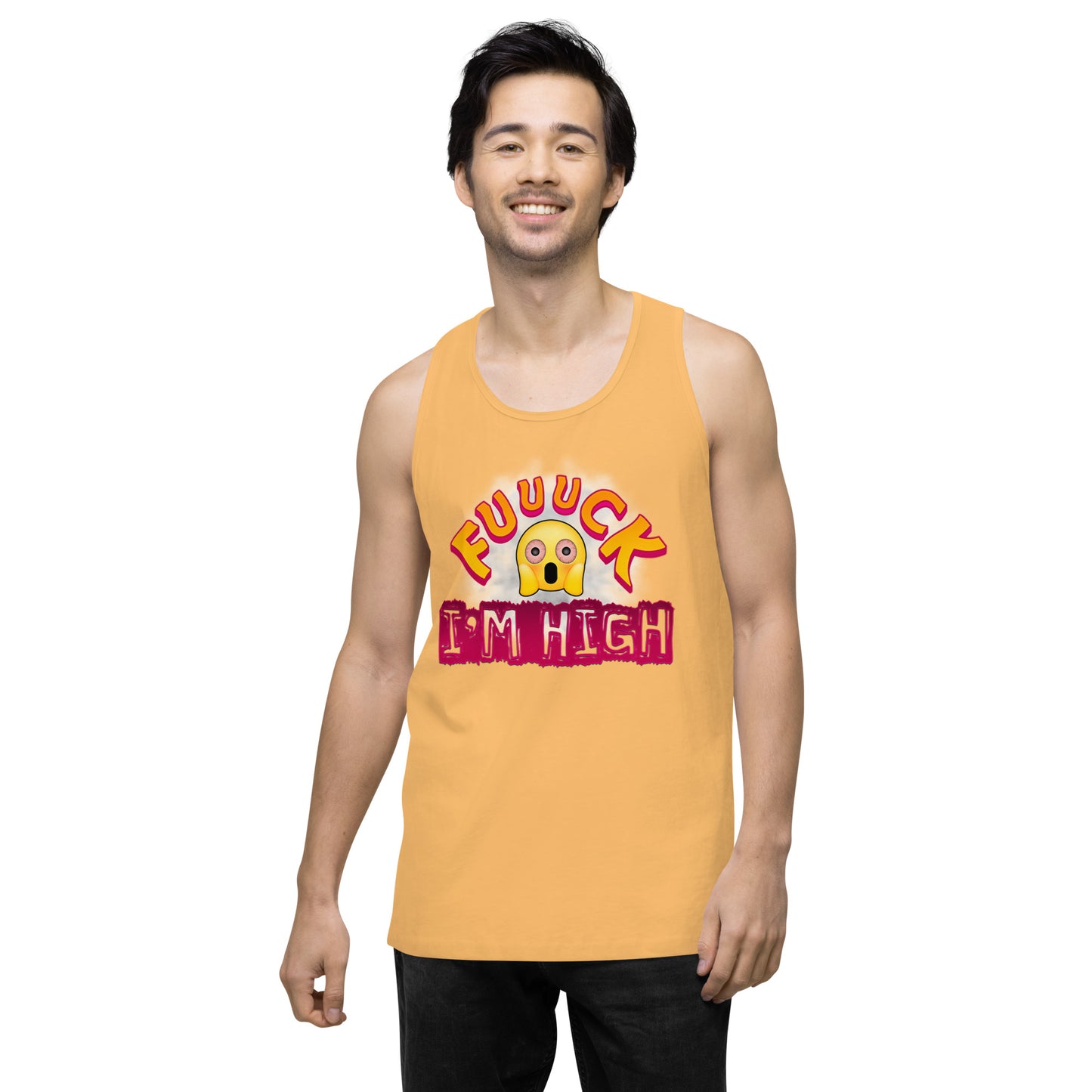 Men’s Cannabis Weed Emoji Premium Tank Top