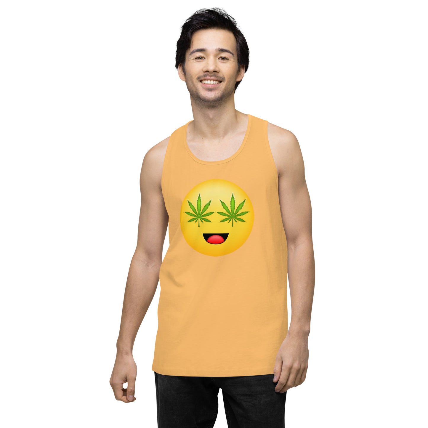 Emoji Weed Cannabis Edibles Sativa Festival Fun Blunt Tank Top Happy Eyes For Men