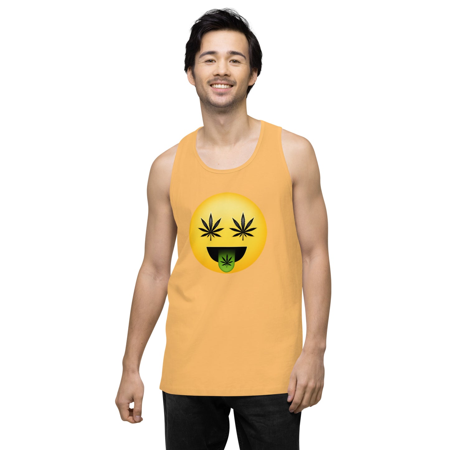 Emoji Weed Cannabis Edibles Sativa Festival Fun Blunt Tank Top Green Tongue For Men