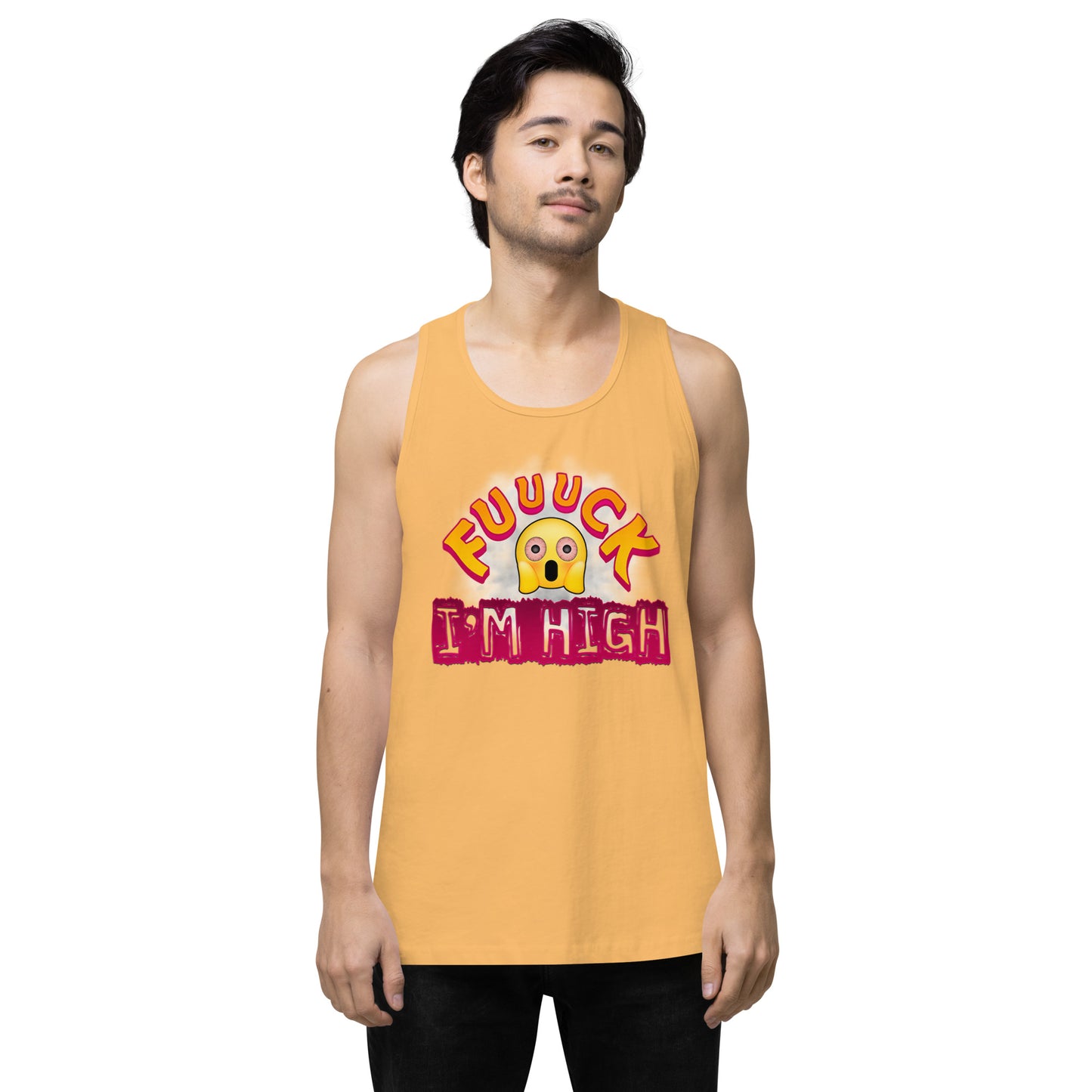 Men’s Cannabis Weed Emoji Premium Tank Top