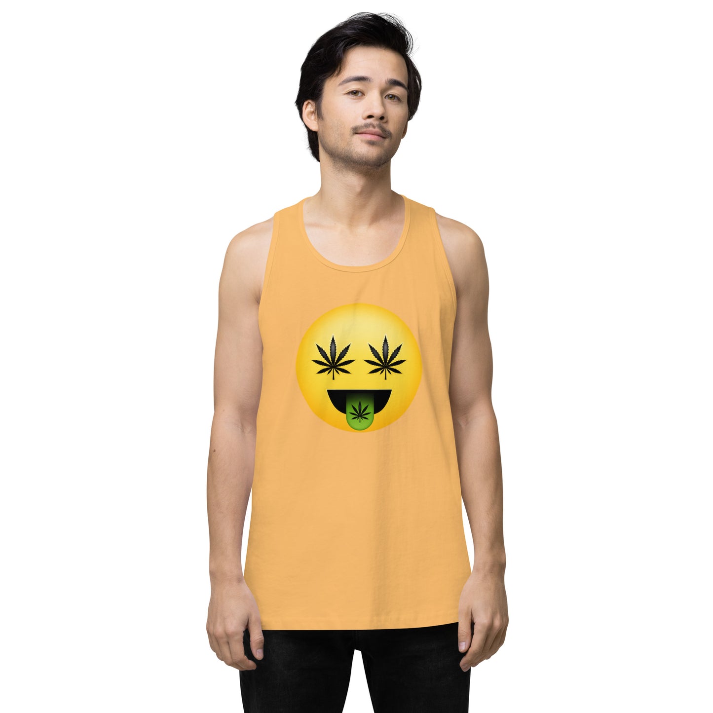 Men’s Cannabis Weed Emoji Premium Tank Top