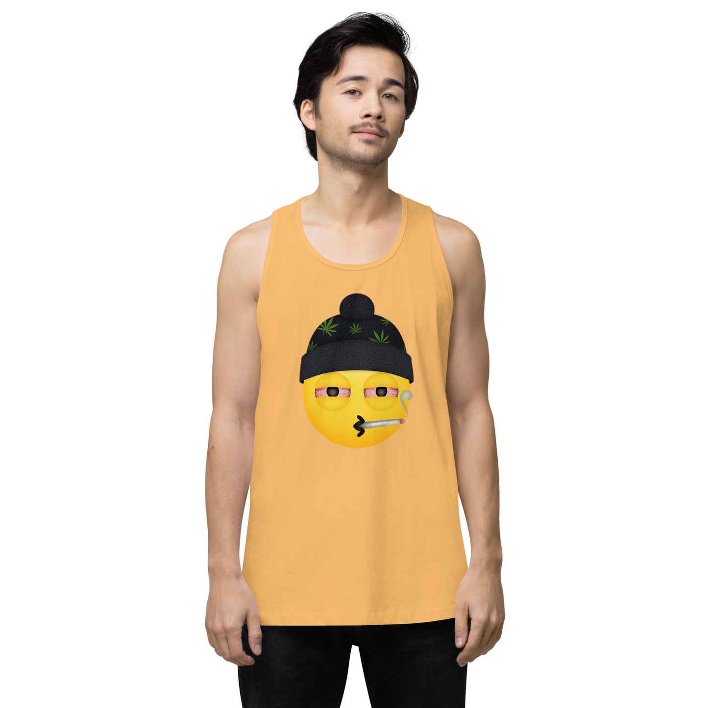 Men’s Cannabis Weed Emoji Premium Tank Top