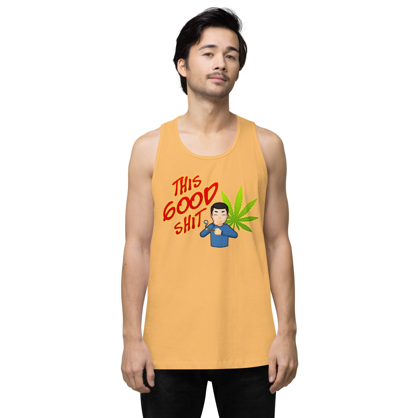 Men’s Cannabis Weed Emoji Premium Tank Top