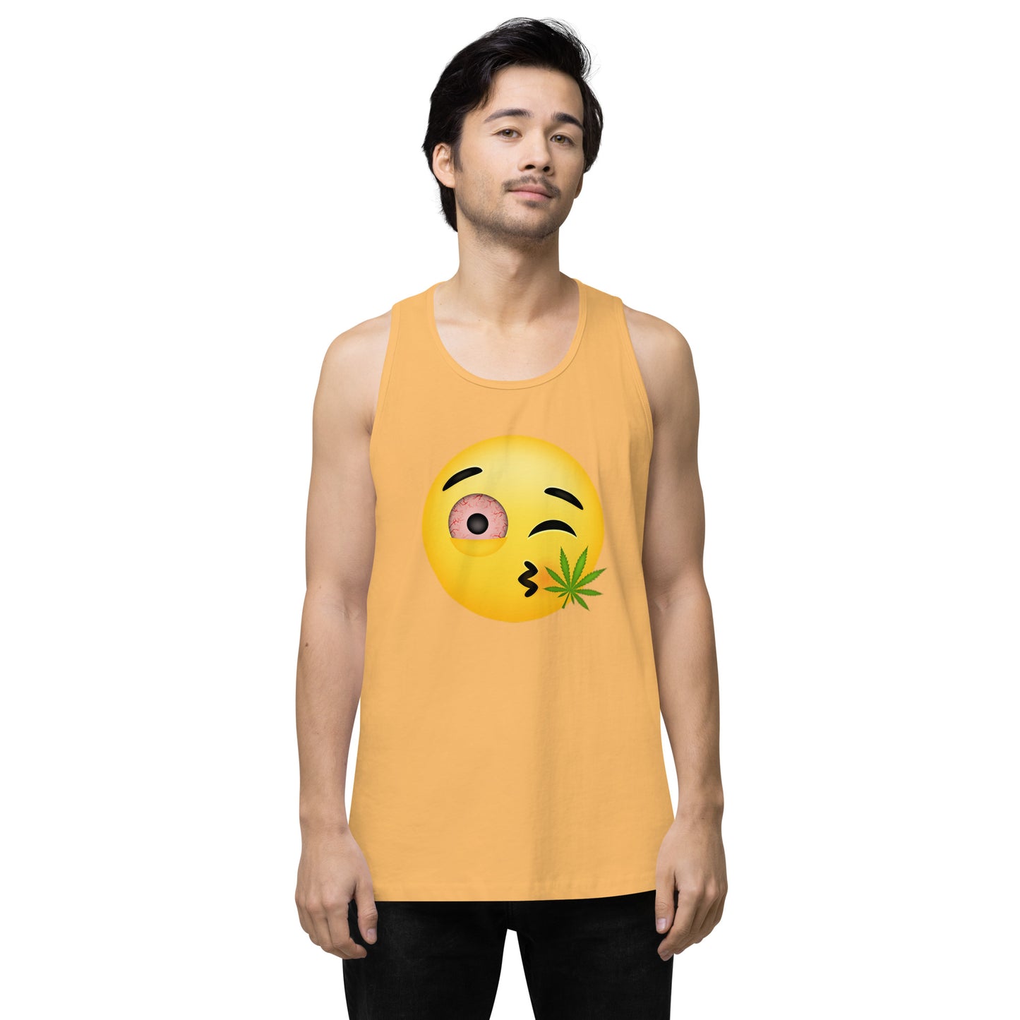 Men’s Cannabis Weed Emoji Premium Tank Top