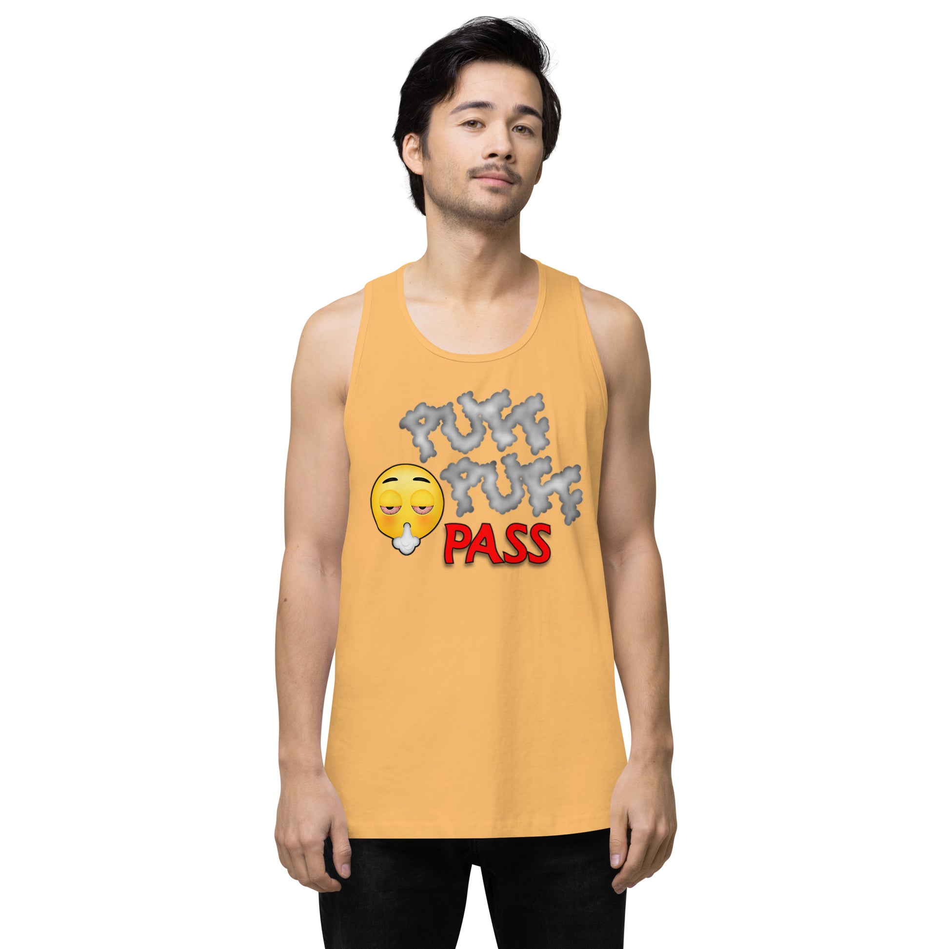 Emoji Puff Puff Pass Weed Cannabis EDM Festival Party Tank Top For Men