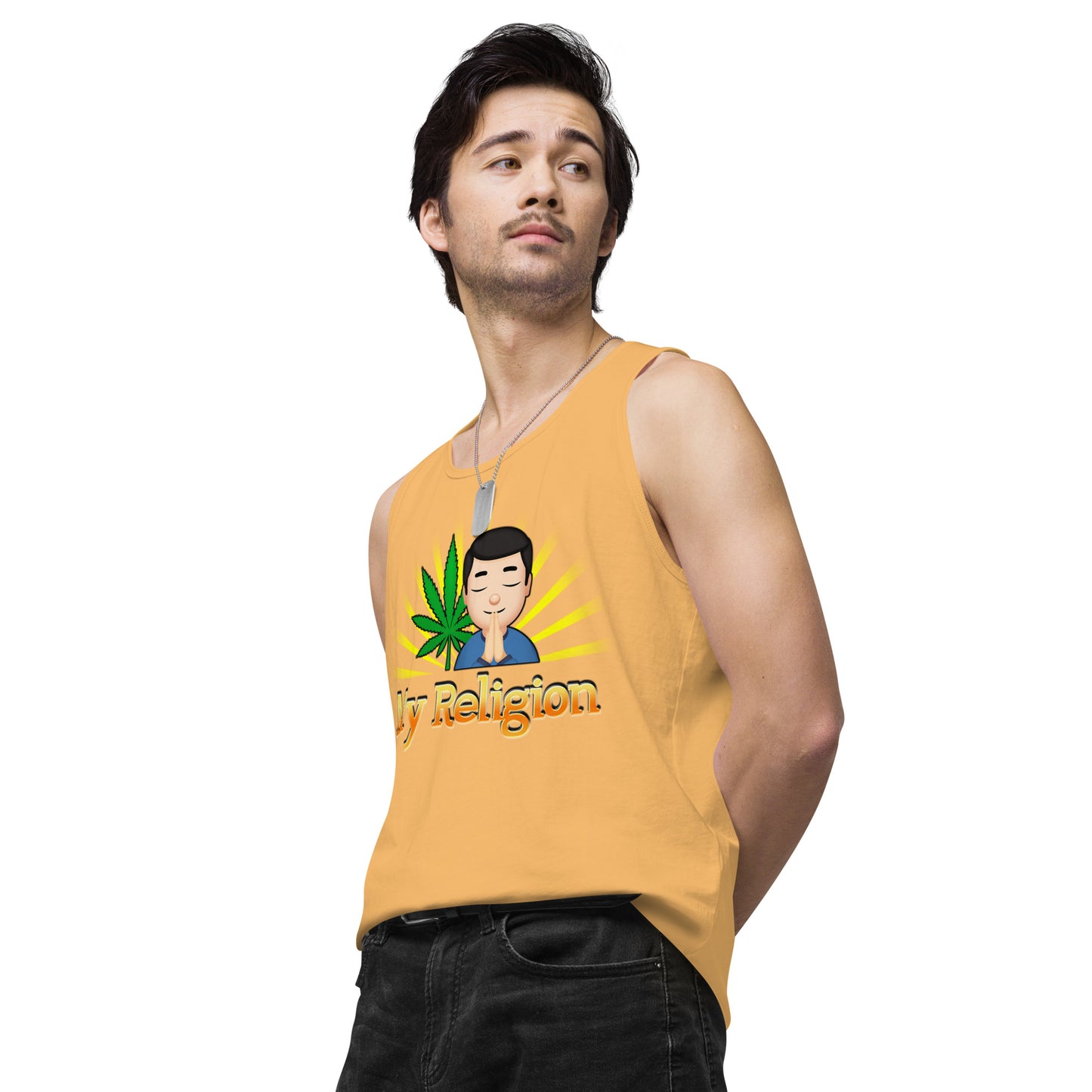 Men’s Cannabis Weed Emoji Premium Tank Top