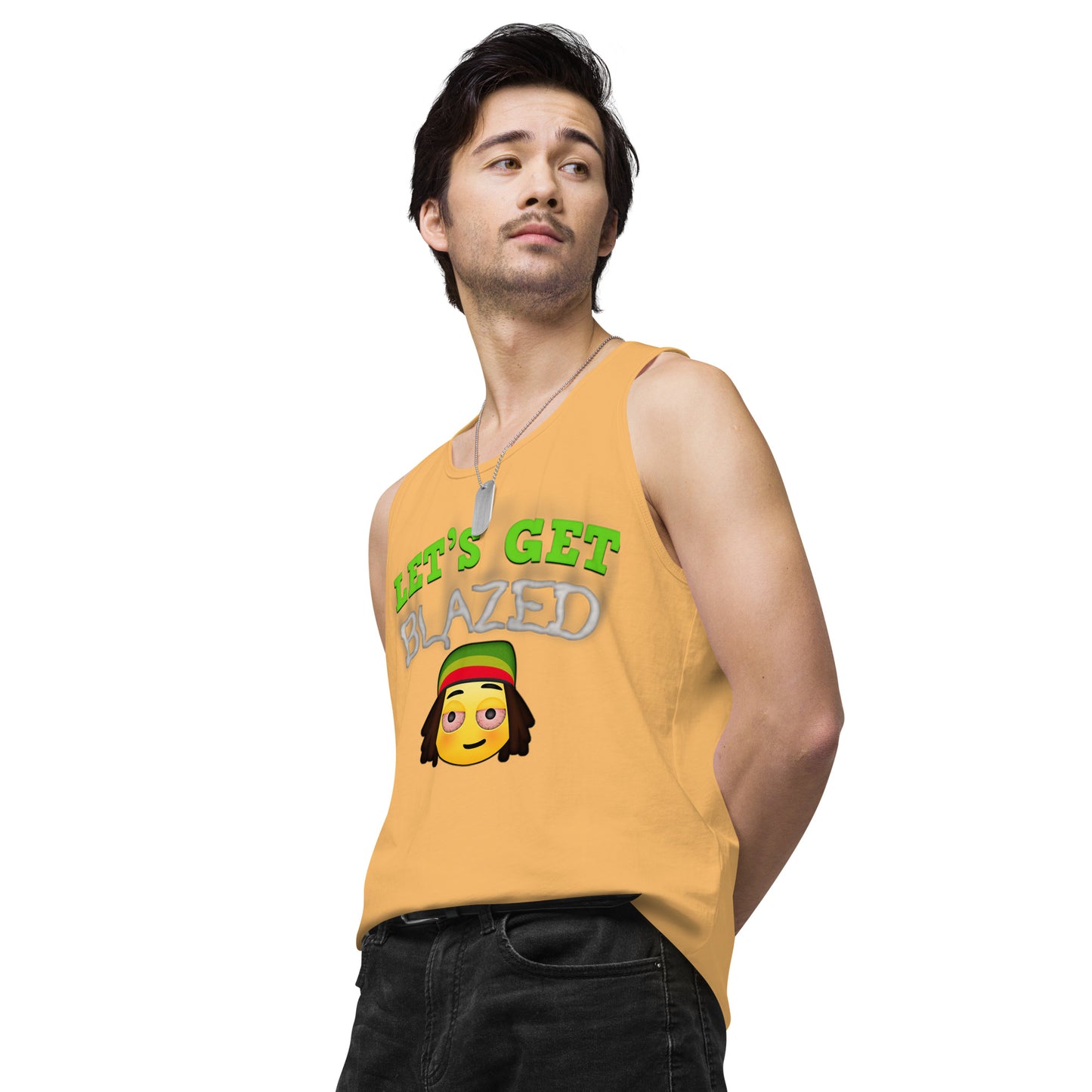 Men’s Cannabis Weed Emoji Premium Tank Top