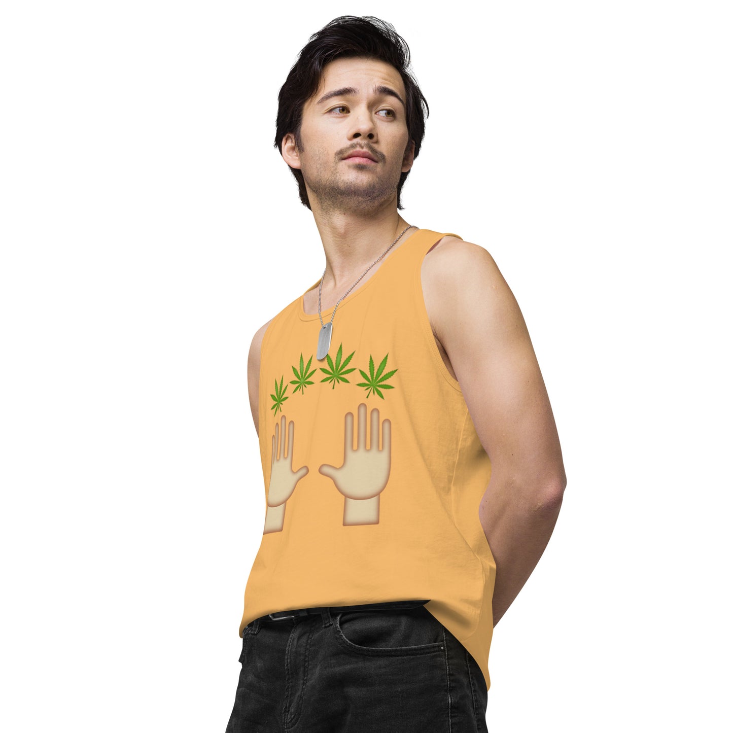 Men’s Cannabis Weed Emoji Premium Tank Top