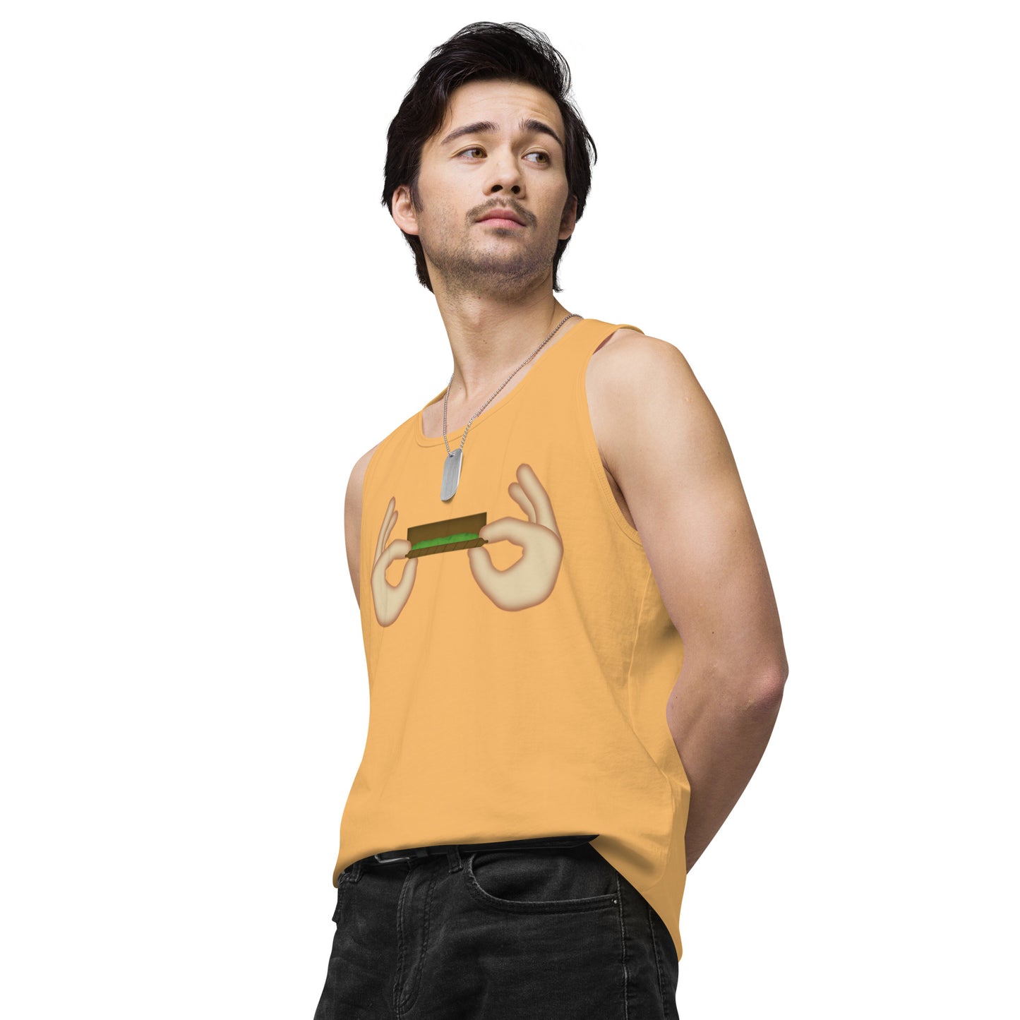 Men’s Cannabis Weed Emoji Premium Tank Top