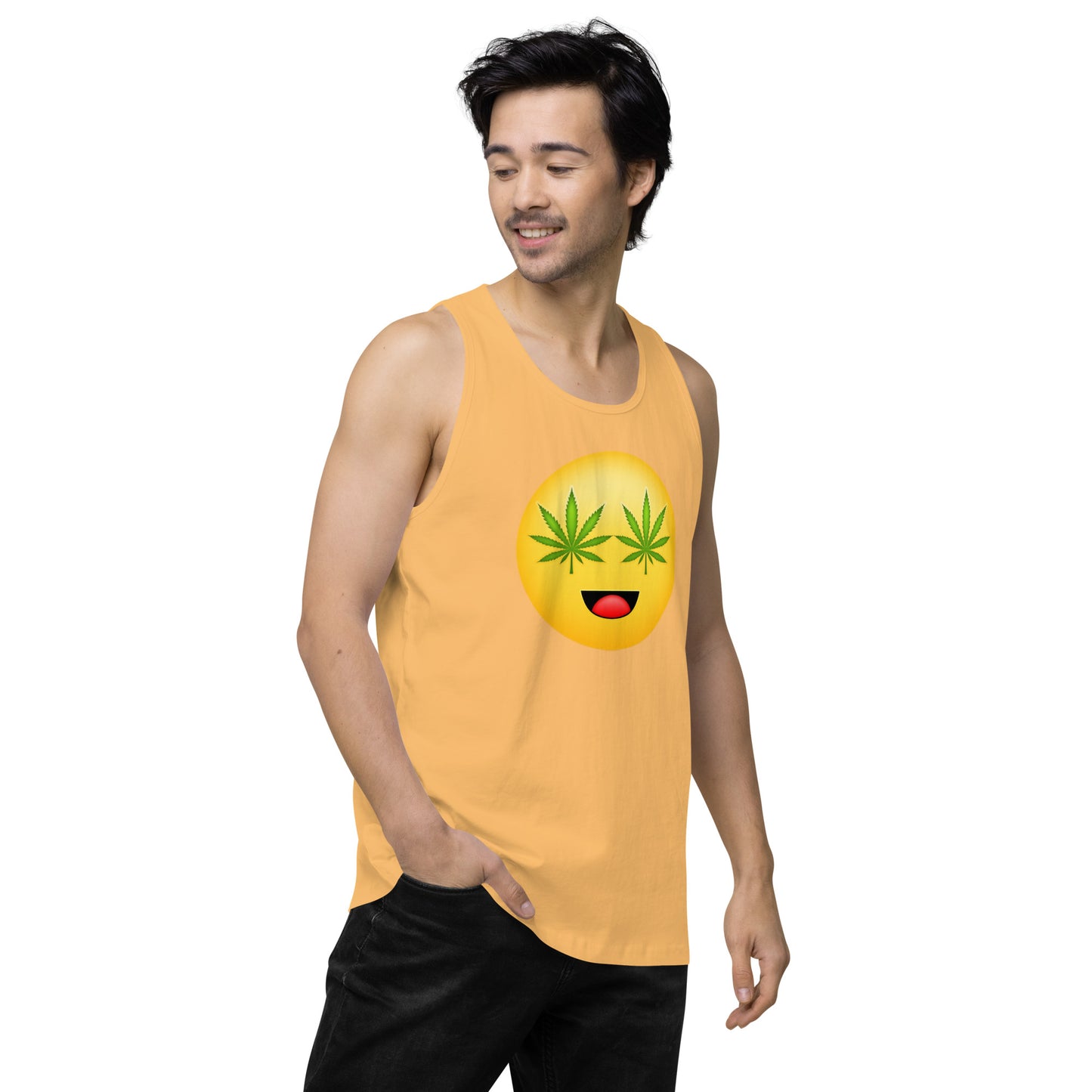 Men’s Cannabis Weed Emoji Premium Tank Top