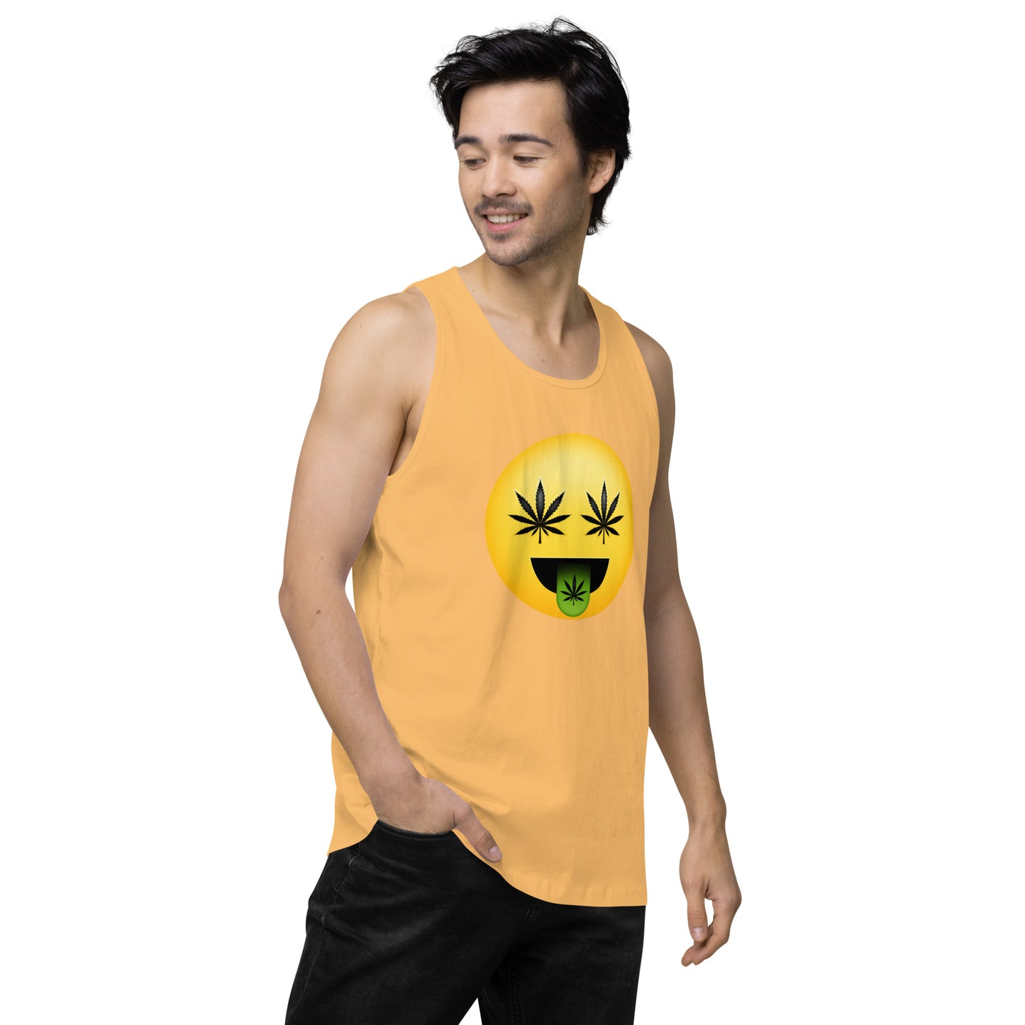 Men’s Cannabis Weed Emoji Premium Tank Top