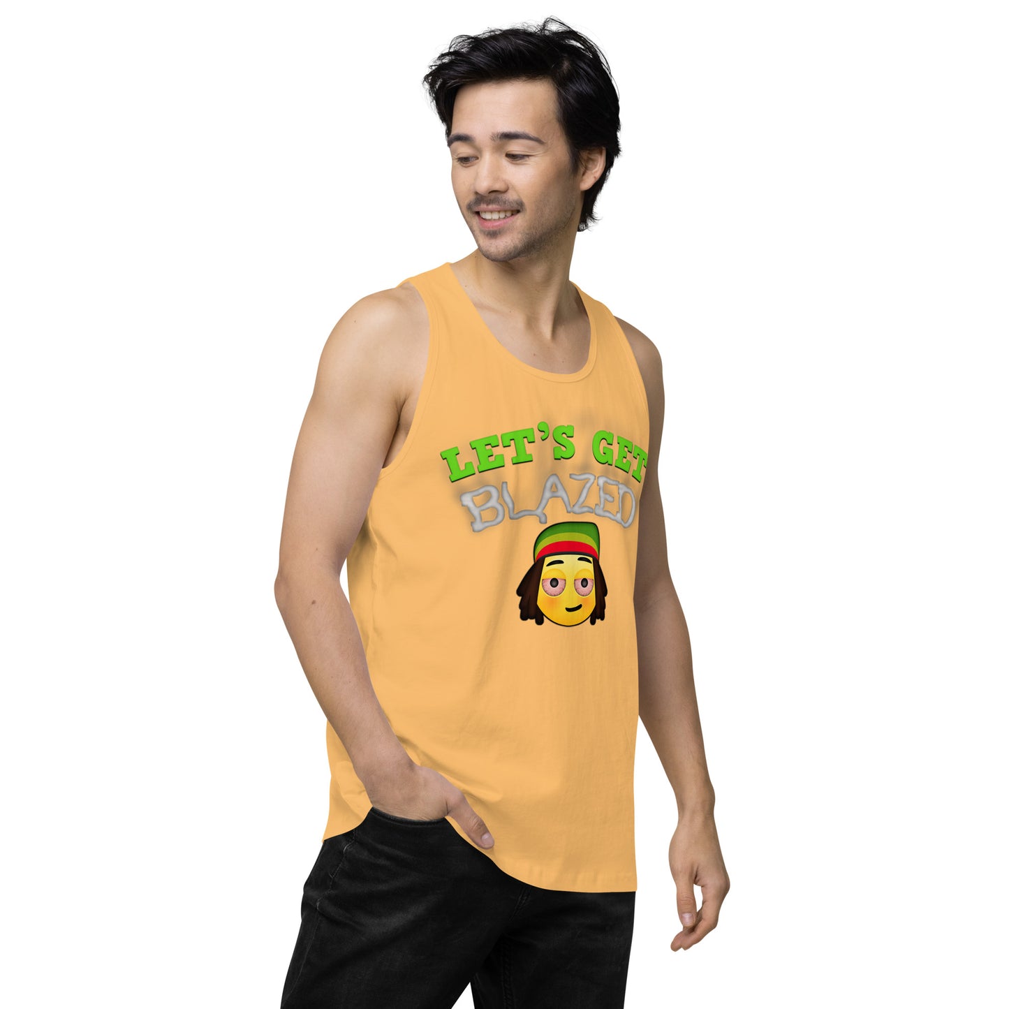 Men’s Cannabis Weed Emoji Premium Tank Top