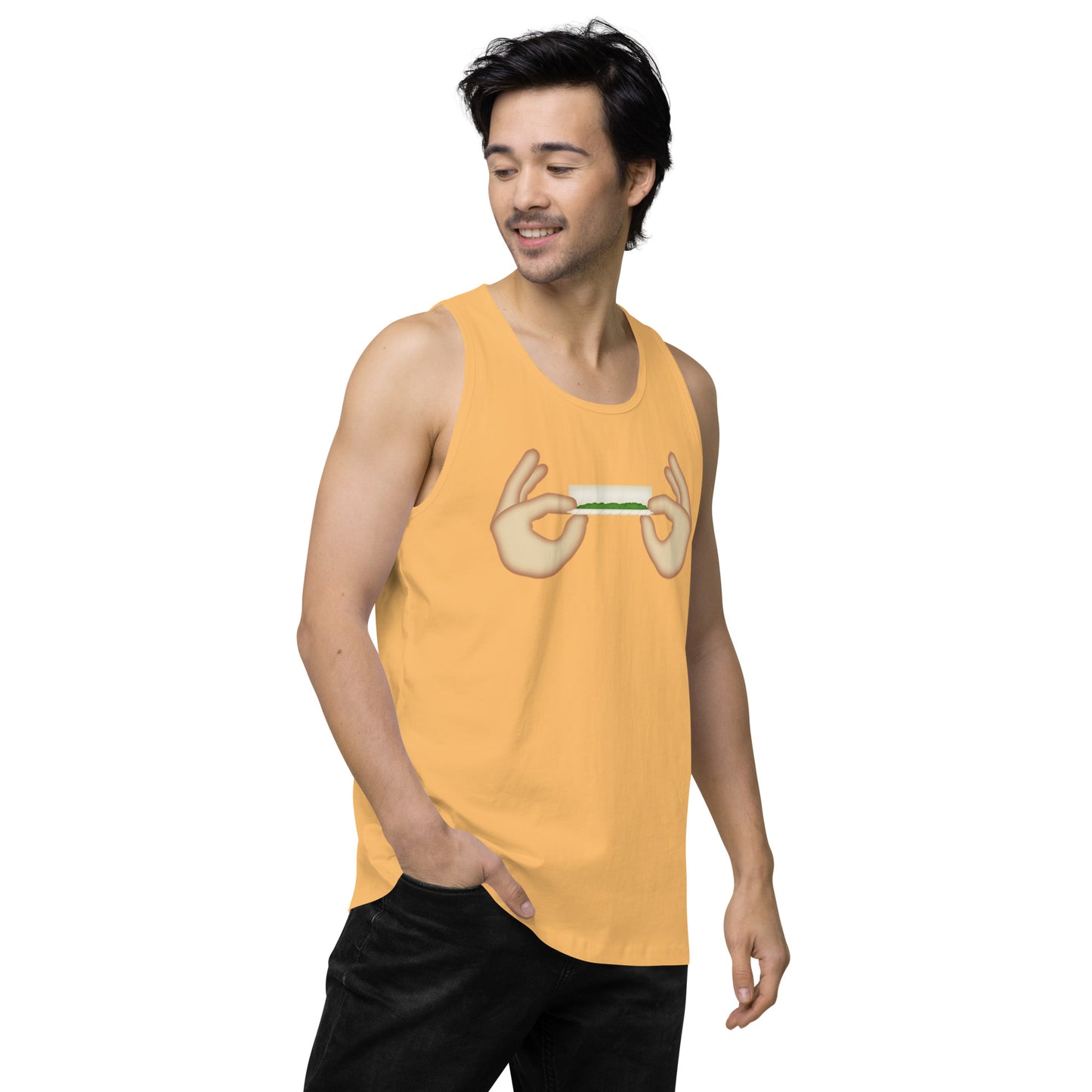 Men’s Cannabis Weed Emoji Premium Tank Top