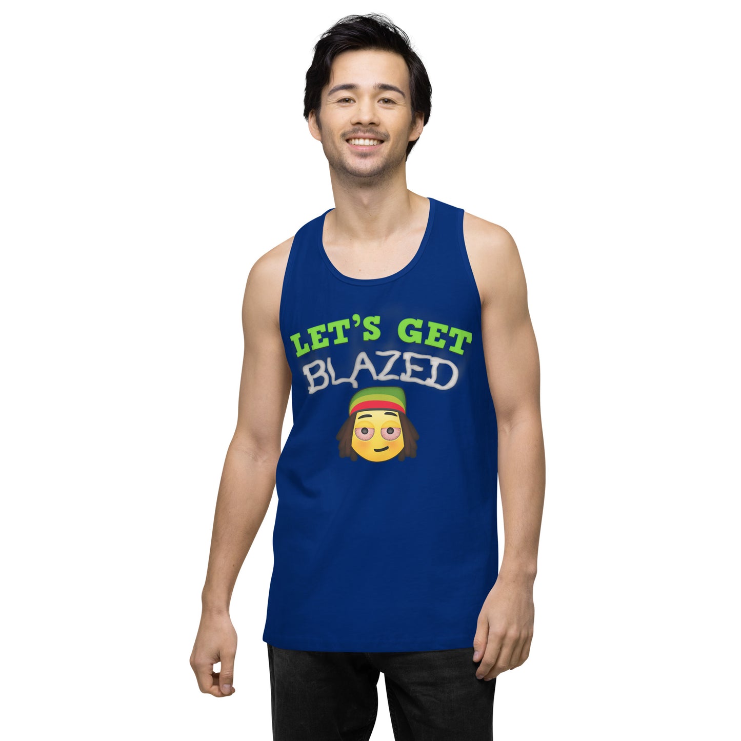 Men’s Cannabis Weed Emoji Premium Tank Top