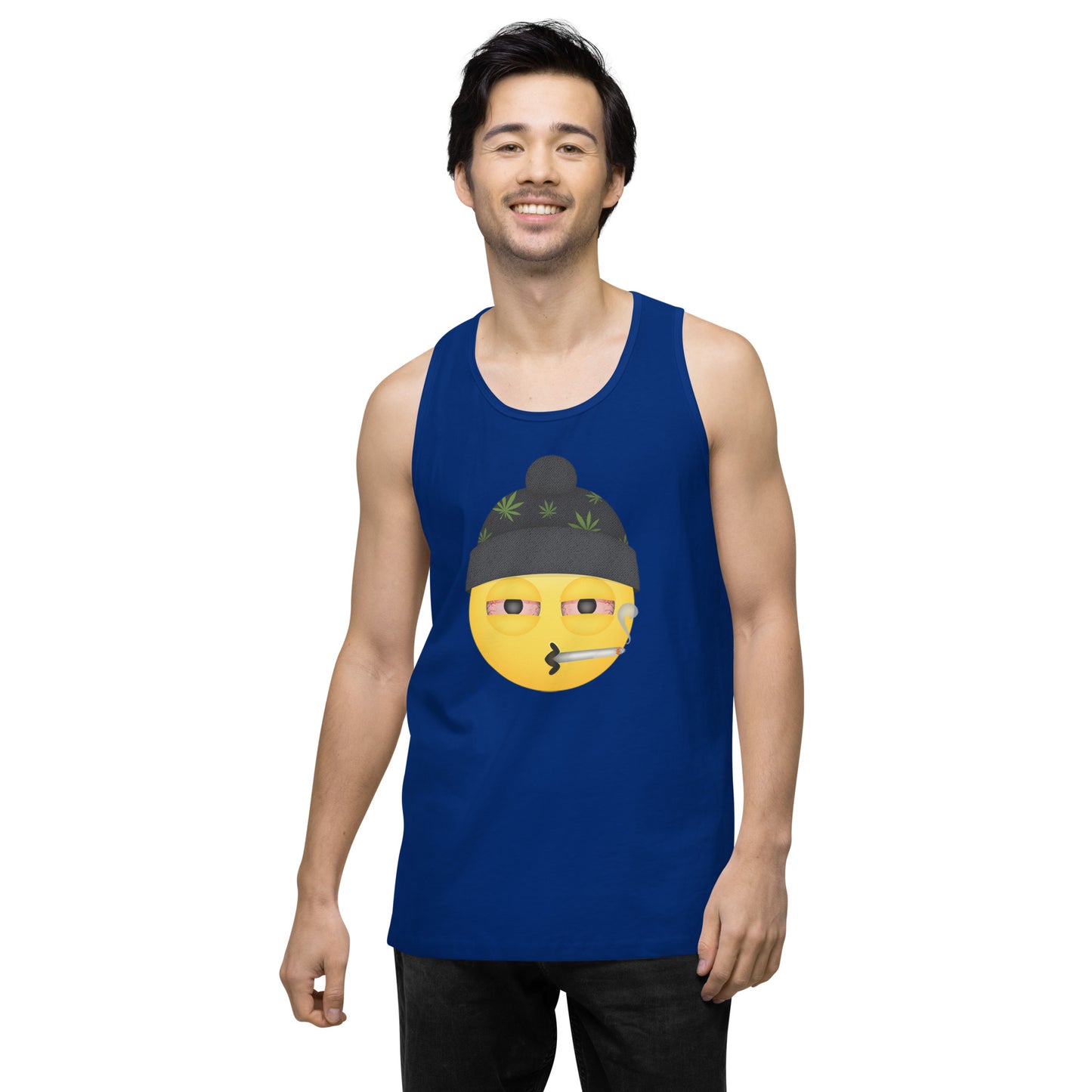 Men’s Cannabis Weed Emoji Premium Tank Top