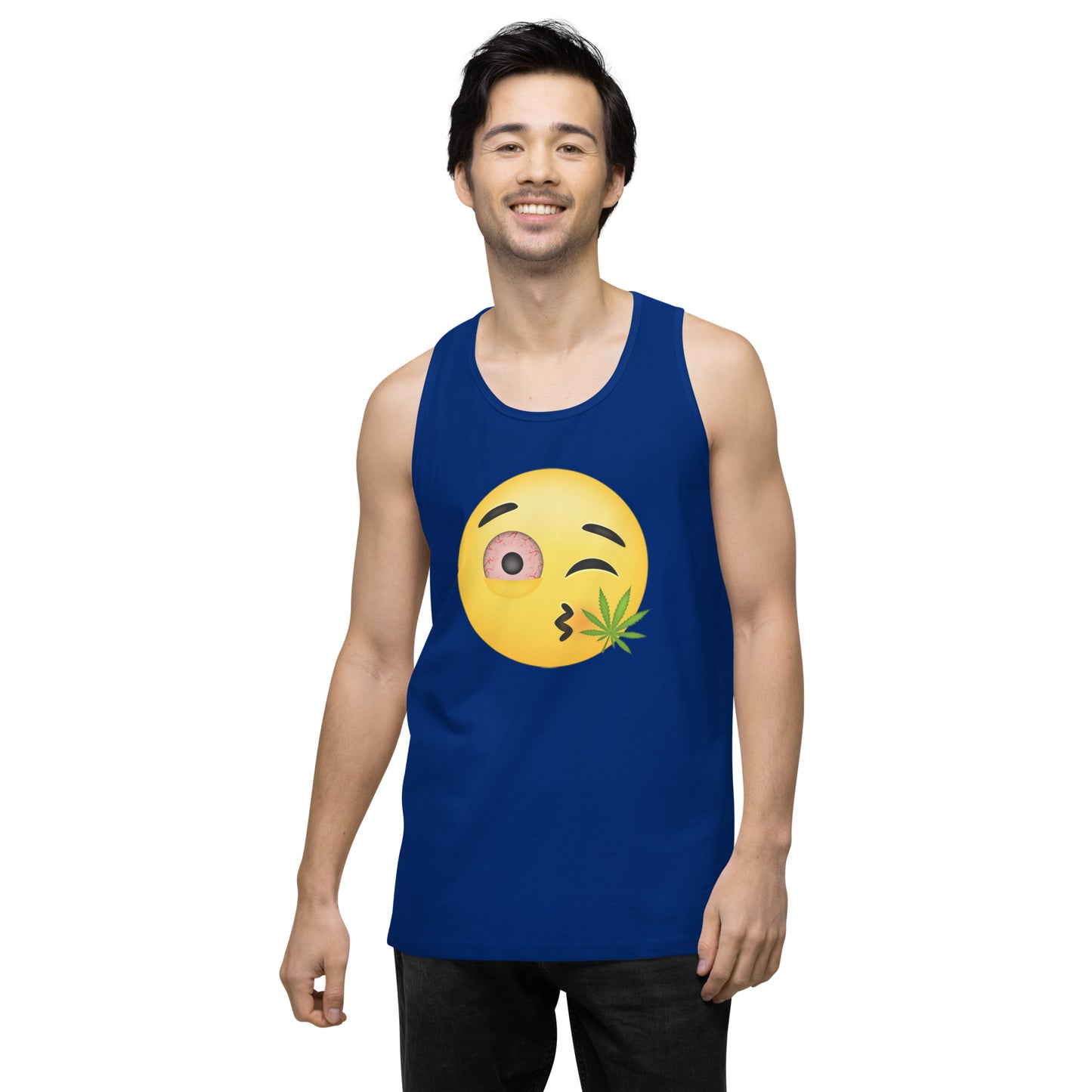 Men’s Cannabis Weed Emoji Premium Tank Top