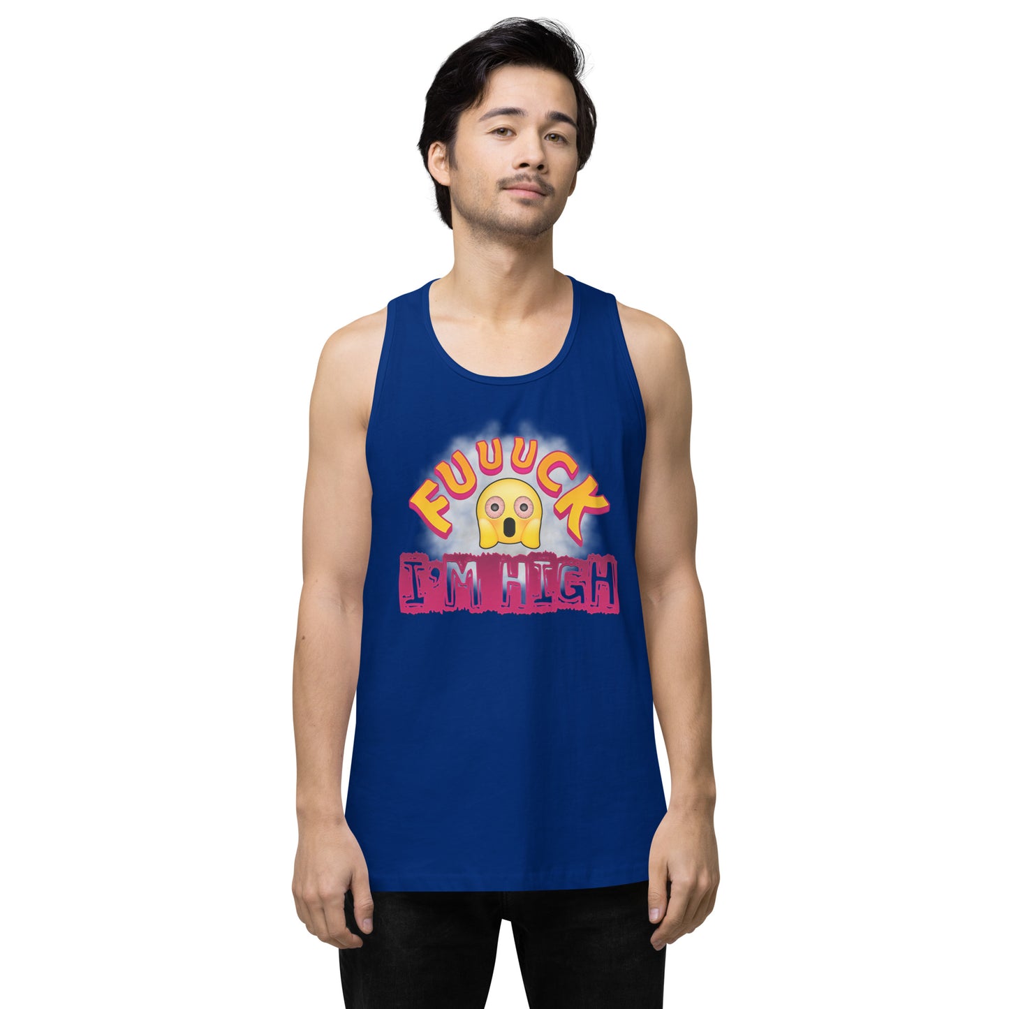 Men’s Cannabis Weed Emoji Premium Tank Top