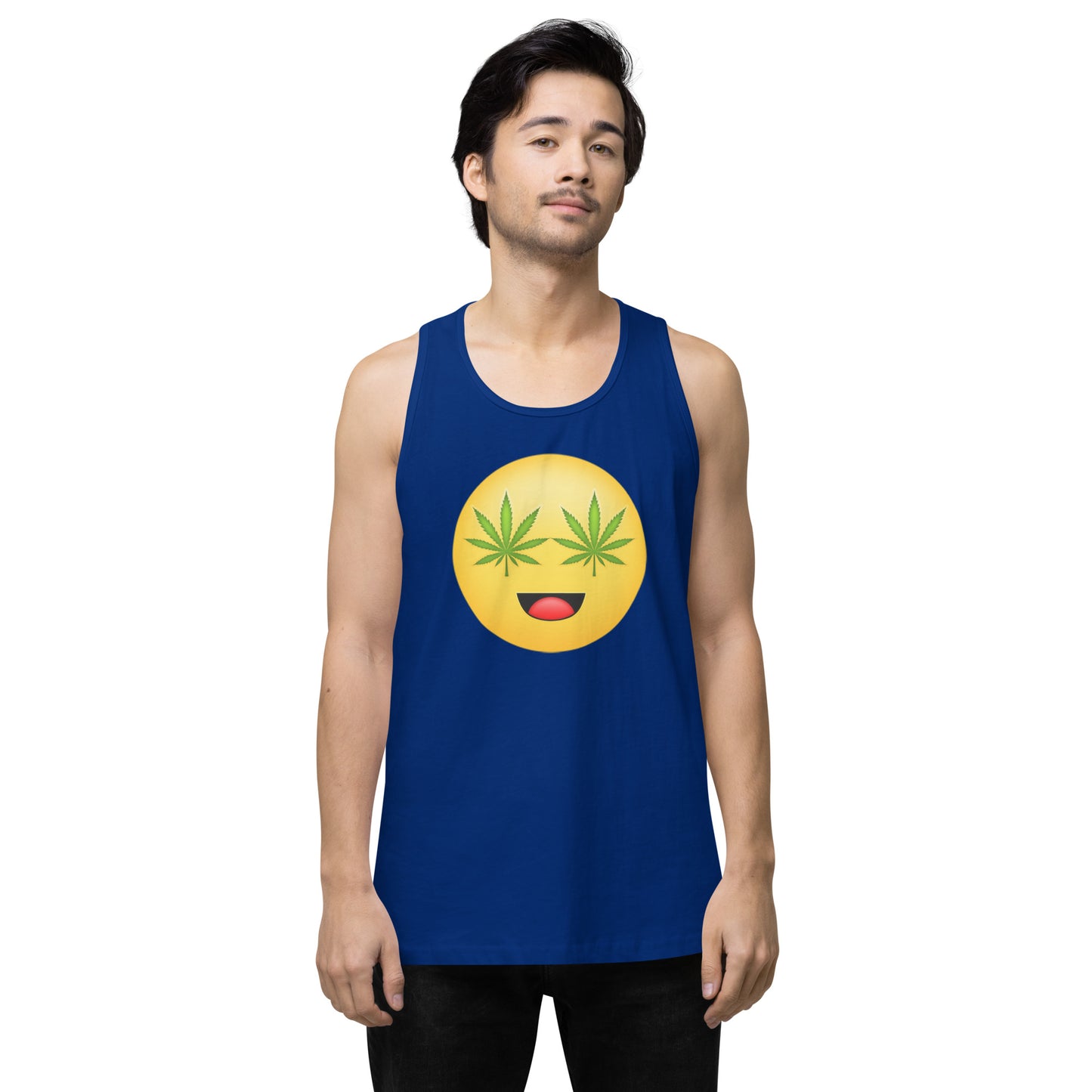 Men’s Cannabis Weed Emoji Premium Tank Top