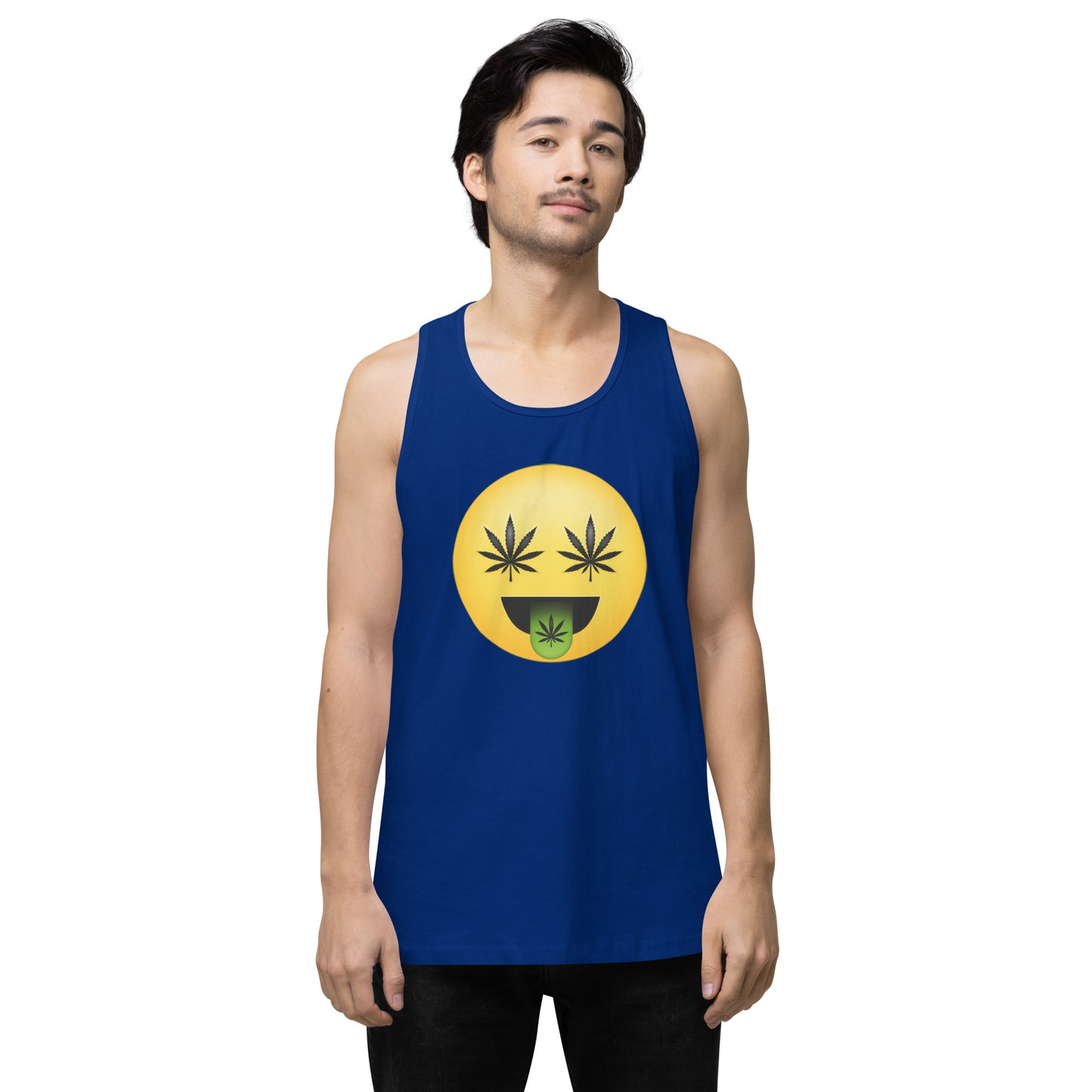 Men’s Cannabis Weed Emoji Premium Tank Top