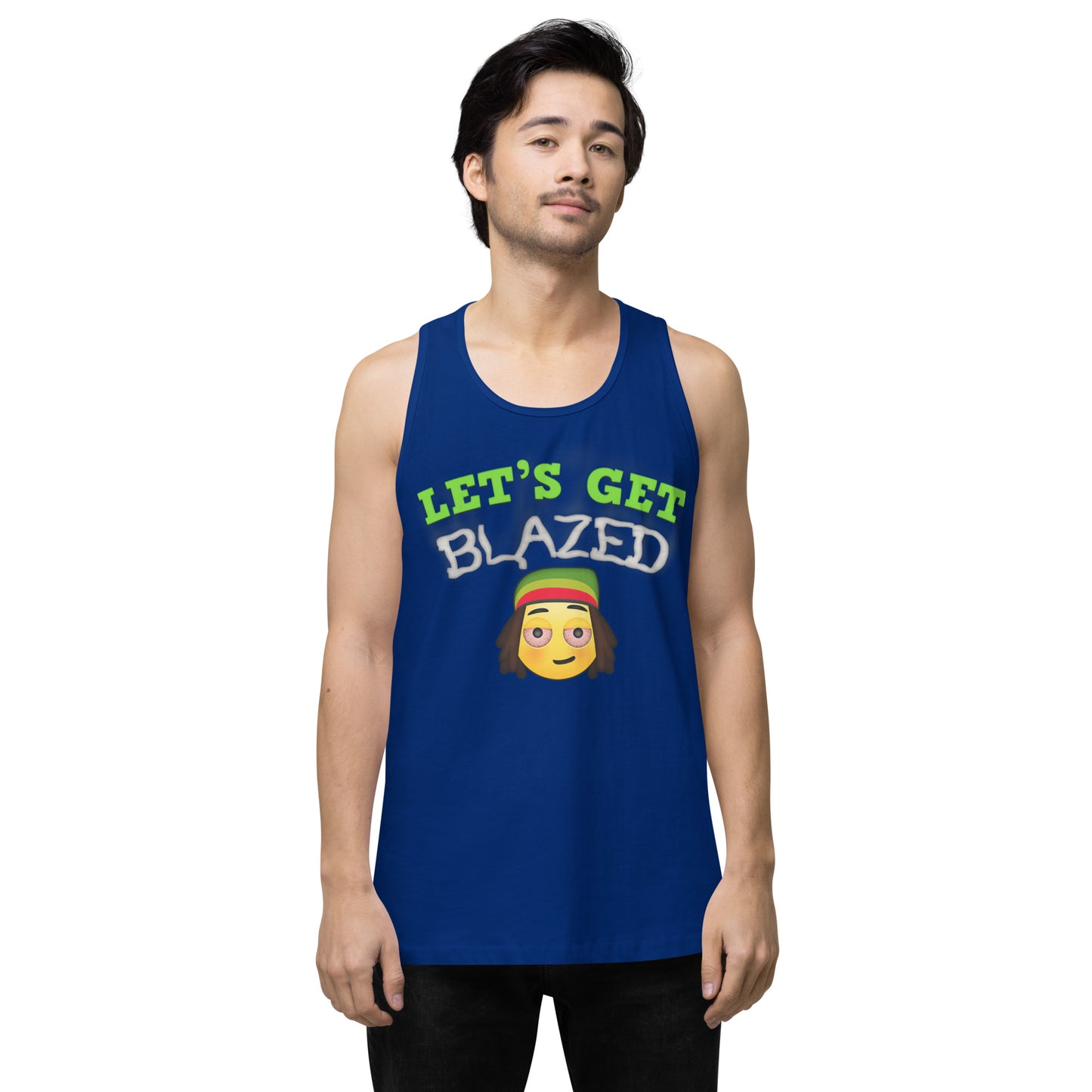 Men’s Cannabis Weed Emoji Premium Tank Top