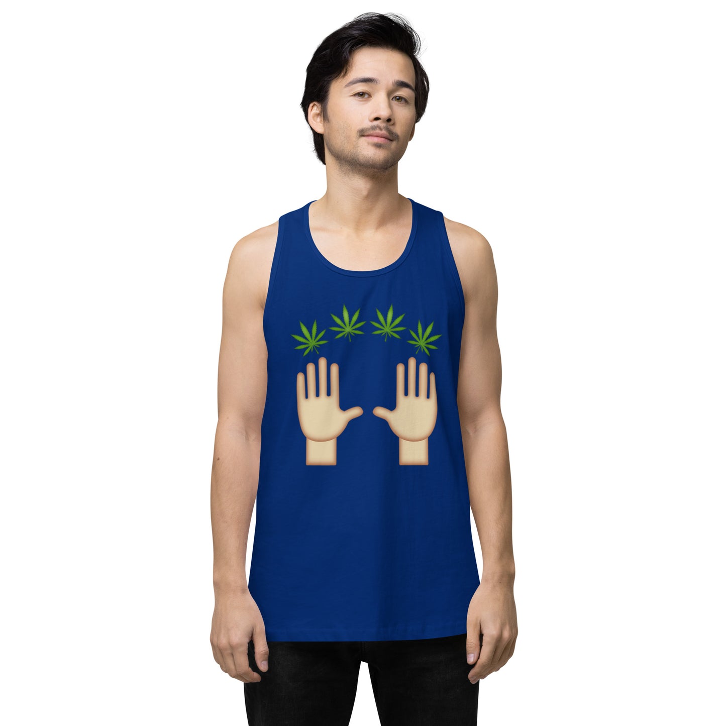 Men’s Cannabis Weed Emoji Premium Tank Top