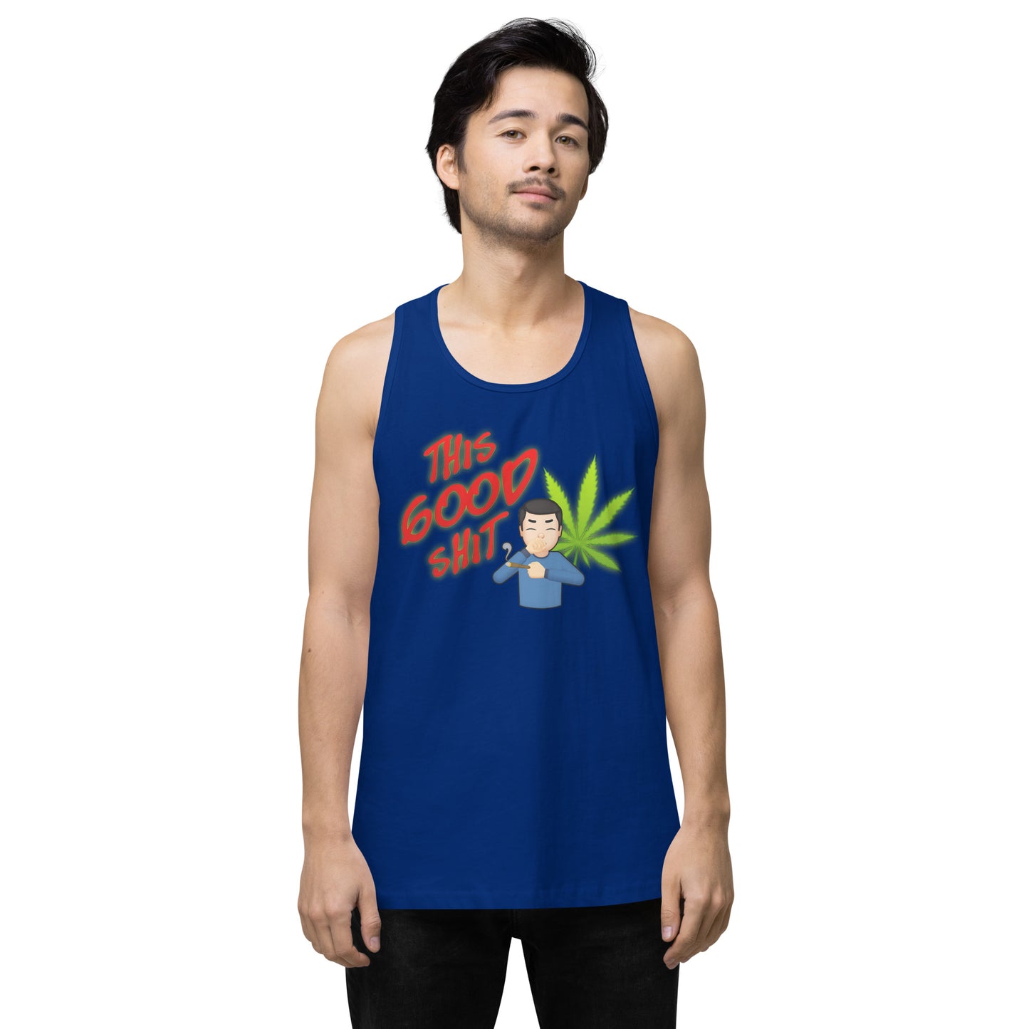 Men’s Cannabis Weed Emoji Premium Tank Top