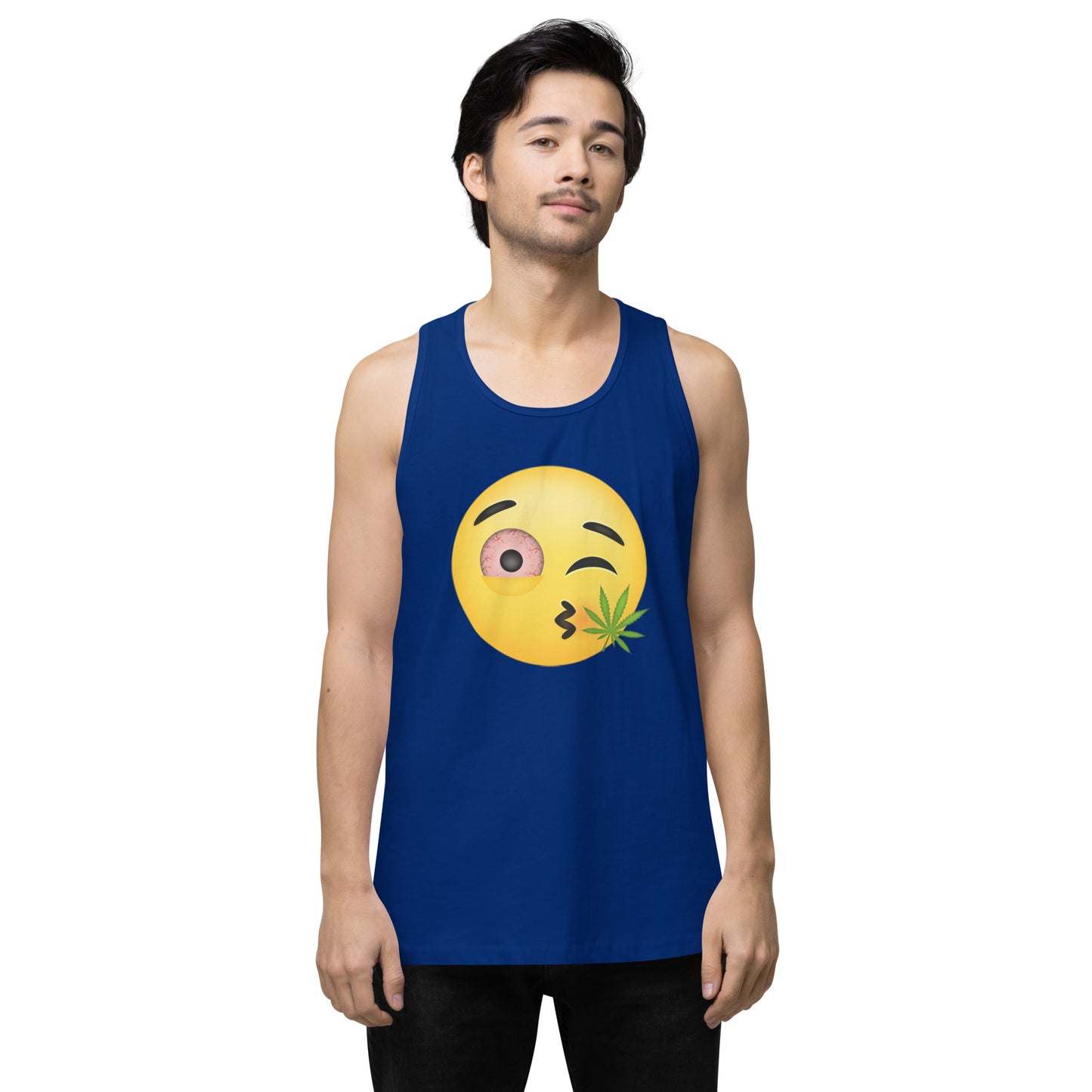 Men’s Cannabis Weed Emoji Premium Tank Top