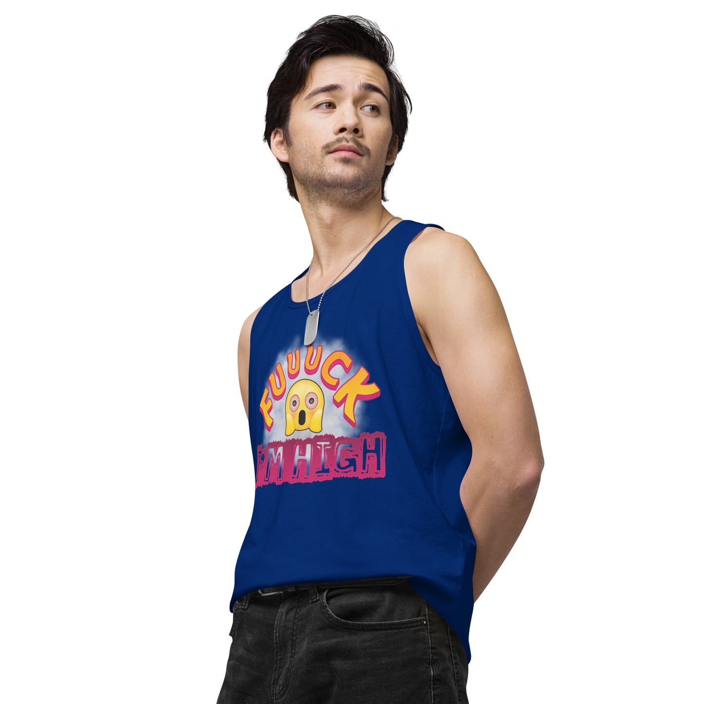 Men’s Cannabis Weed Emoji Premium Tank Top