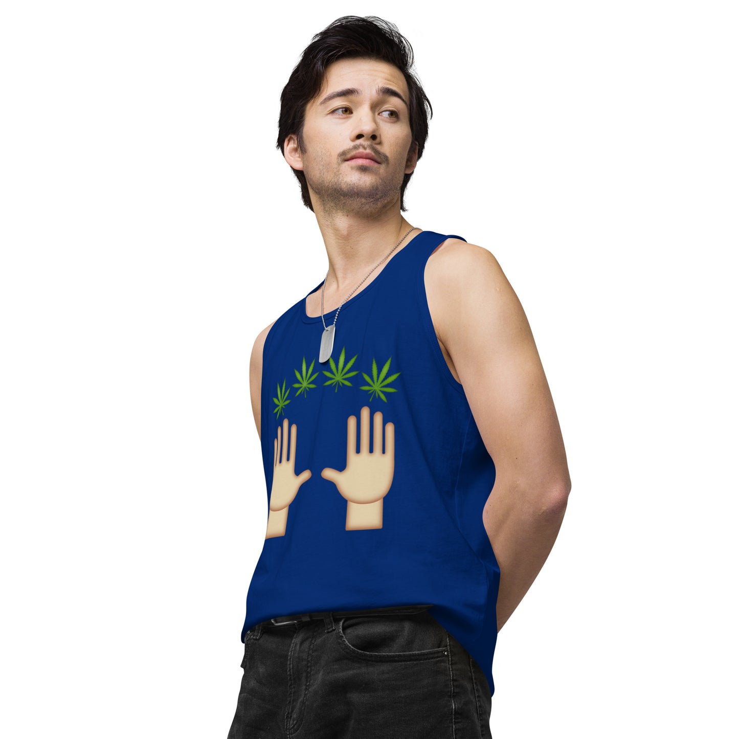 Men’s Cannabis Weed Emoji Premium Tank Top