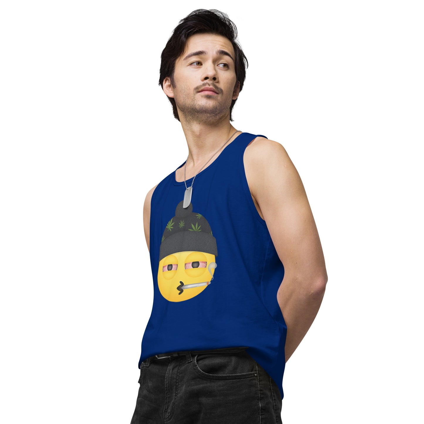 Men’s Cannabis Weed Emoji Premium Tank Top