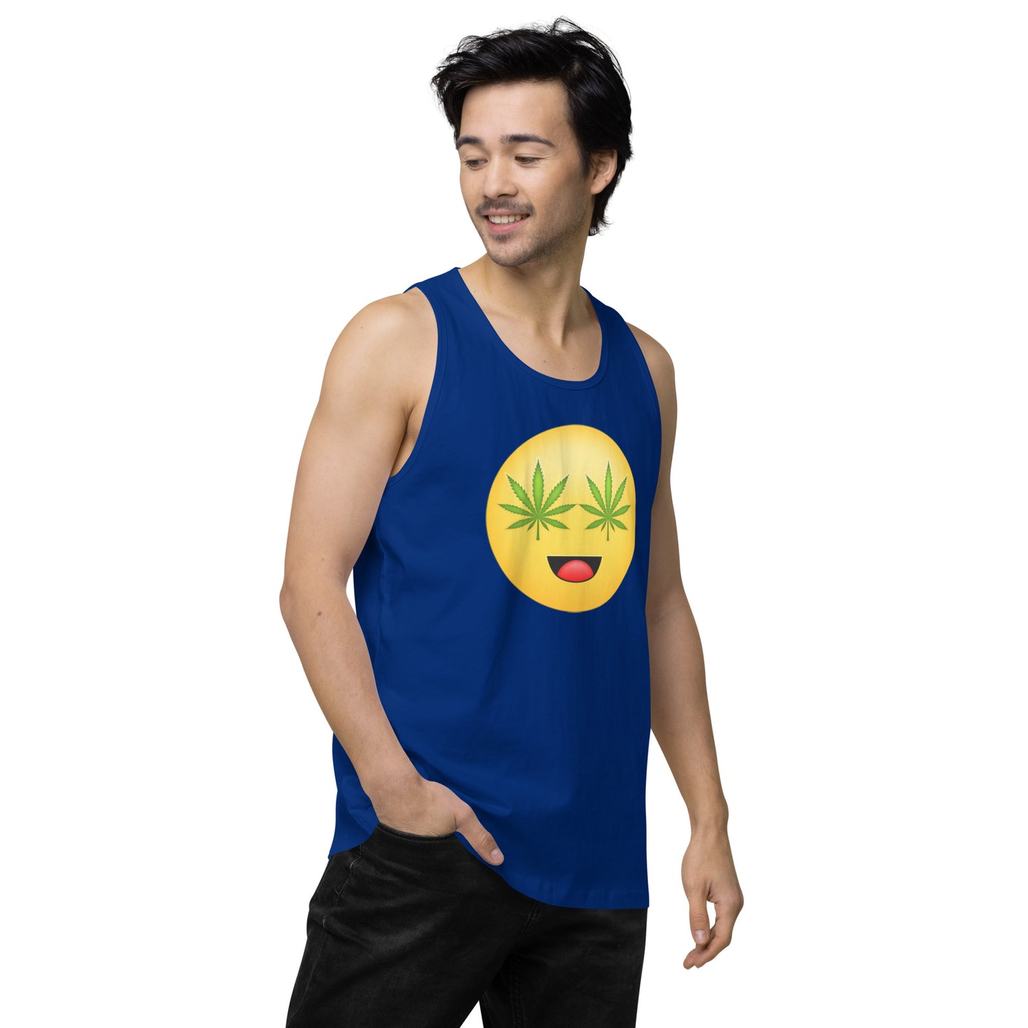 Men’s Cannabis Weed Emoji Premium Tank Top