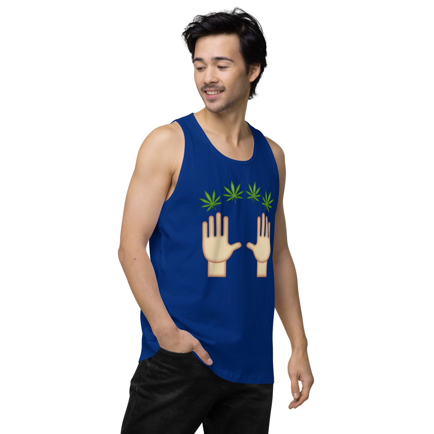 Men’s Cannabis Weed Emoji Premium Tank Top