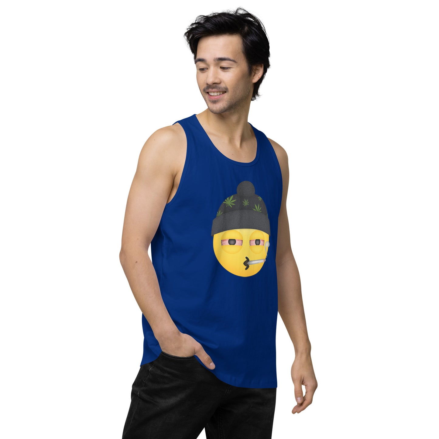 Men’s Cannabis Weed Emoji Premium Tank Top