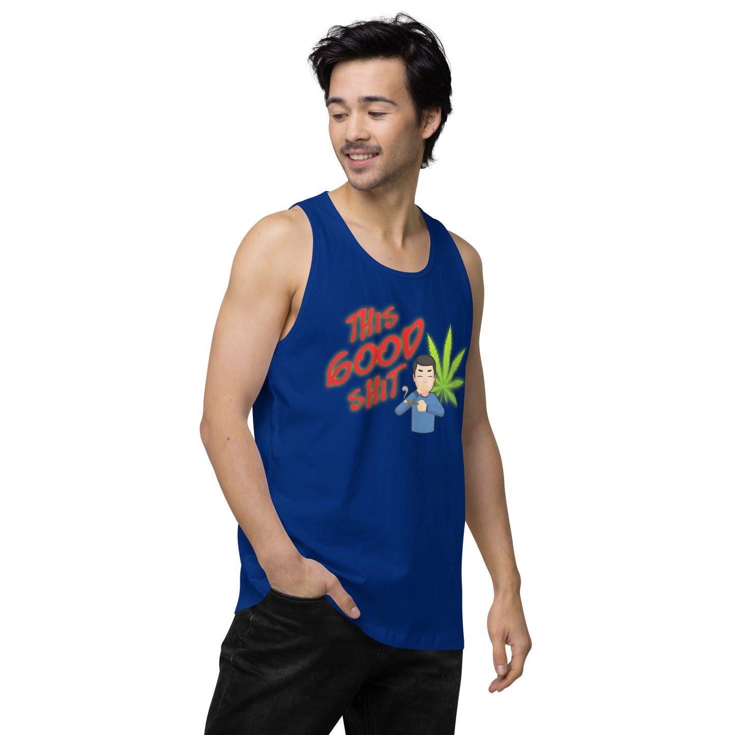 Men’s Cannabis Weed Emoji Premium Tank Top