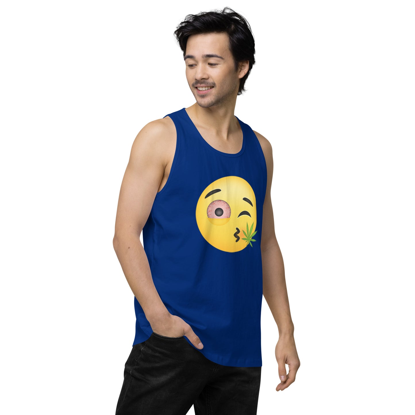 Men’s Cannabis Weed Emoji Premium Tank Top