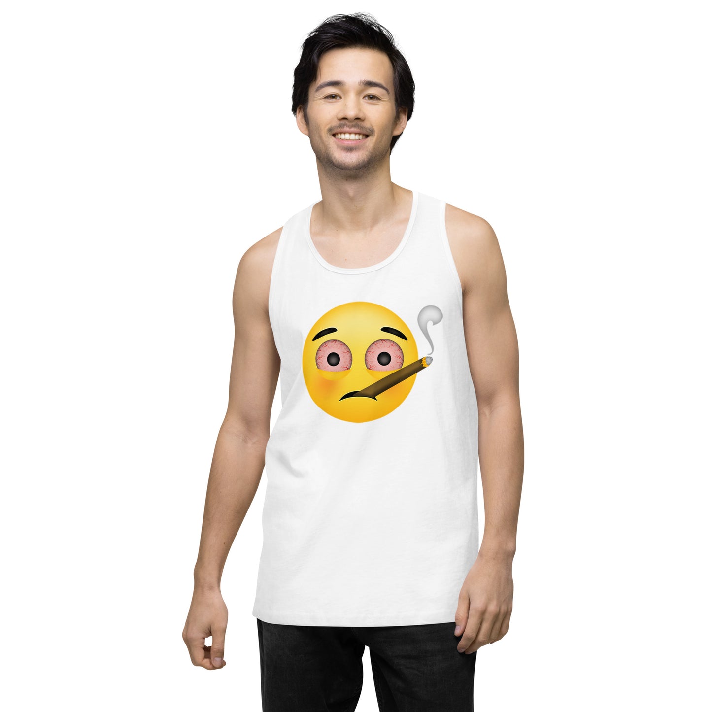 Men’s Cannabis Weed Emoji Premium Tank Top