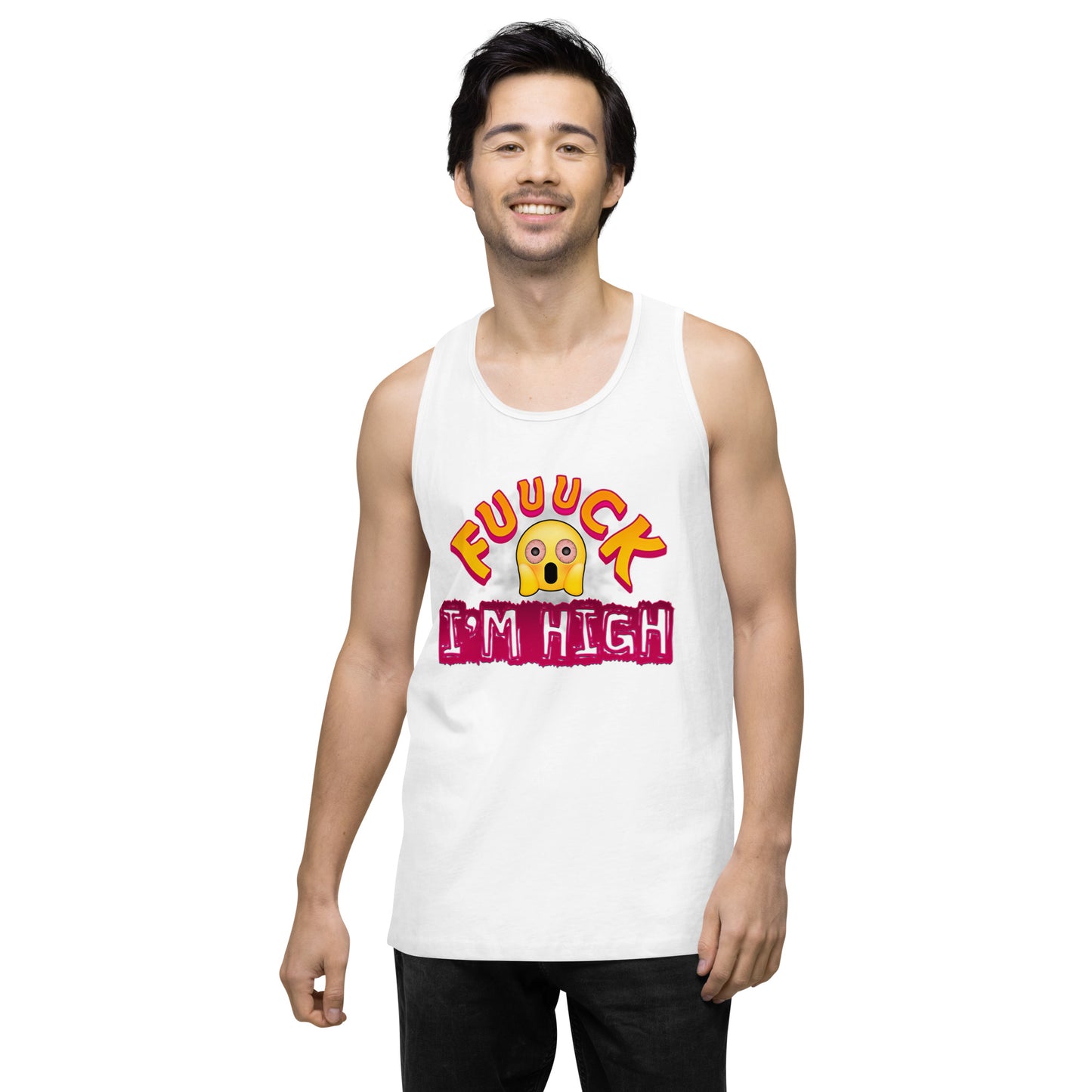 Men’s Cannabis Weed Emoji Premium Tank Top