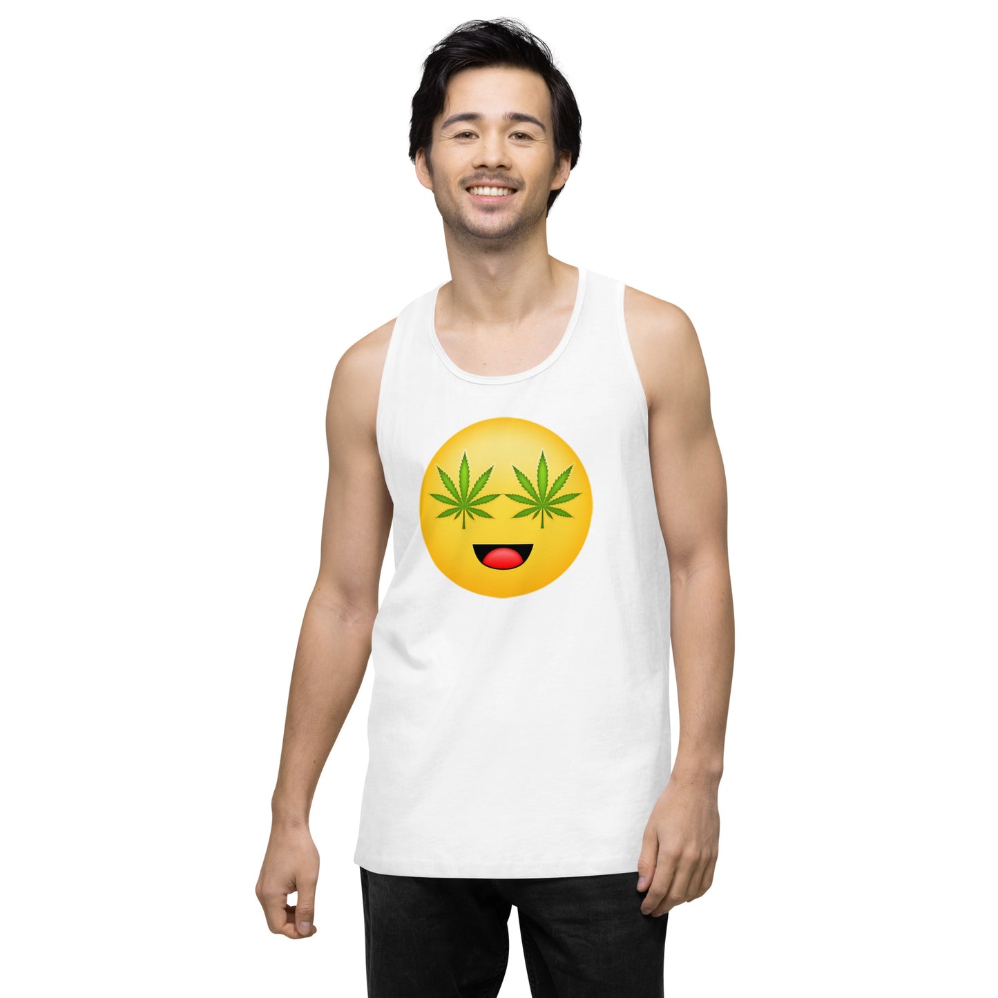 Emoji Weed Cannabis Edibles Sativa Festival Fun Blunt Tank Top Happy Eyes For Men