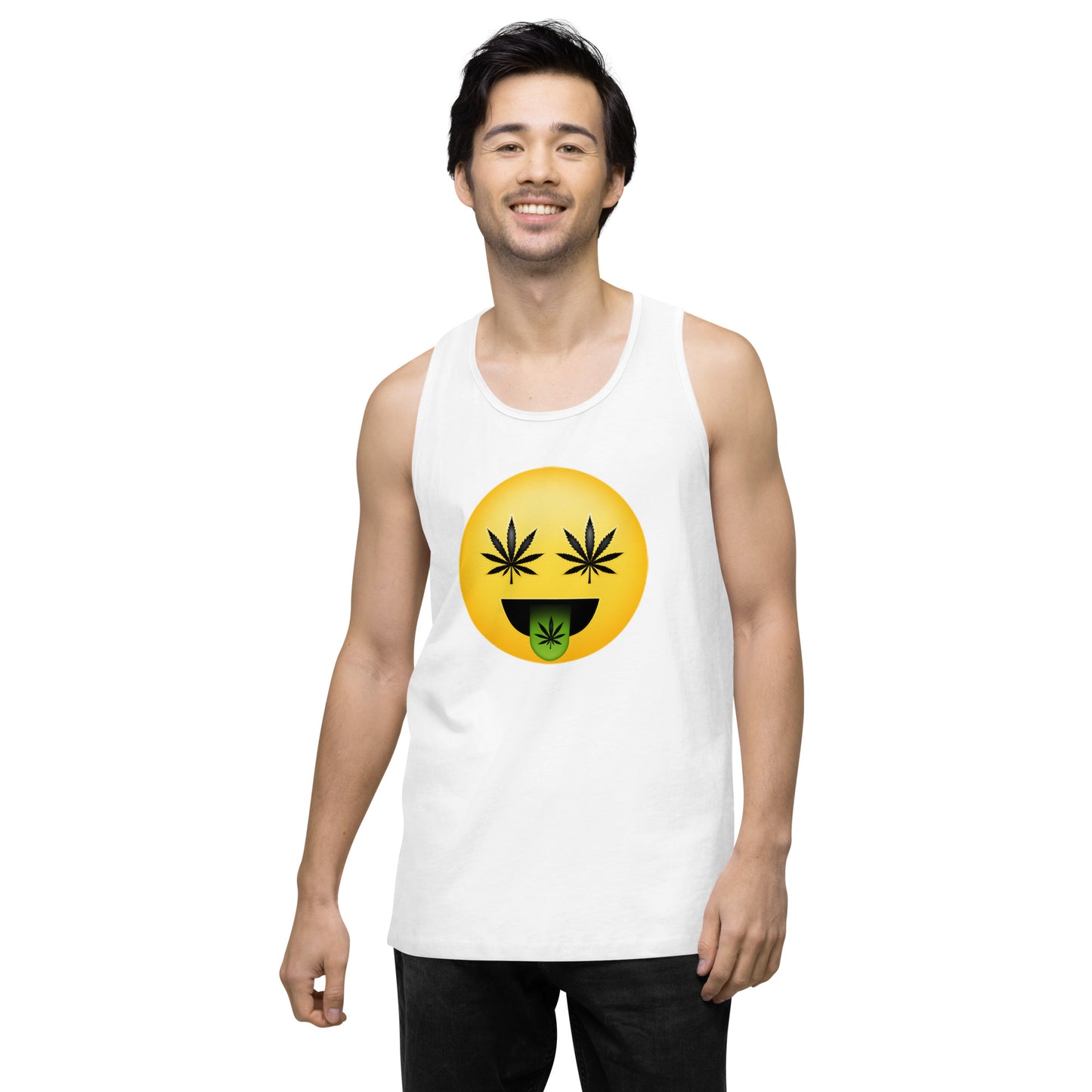 Emoji Weed Cannabis Edibles Sativa Festival Fun Blunt Tank Top Green Tongue For Men