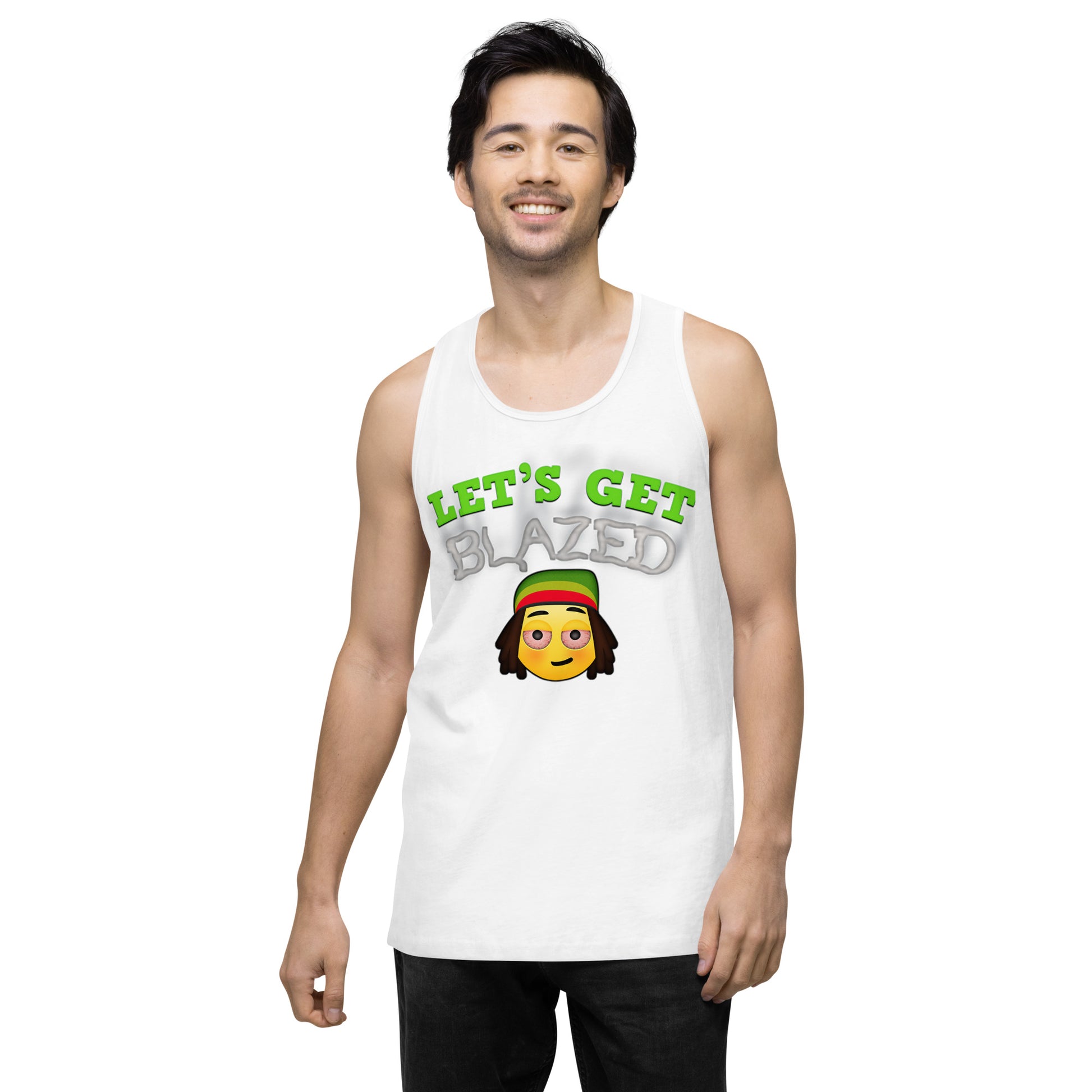 Emoji Weed Cannabis Lets Get Blazed Festival Fun Blunt Tank Top For Men