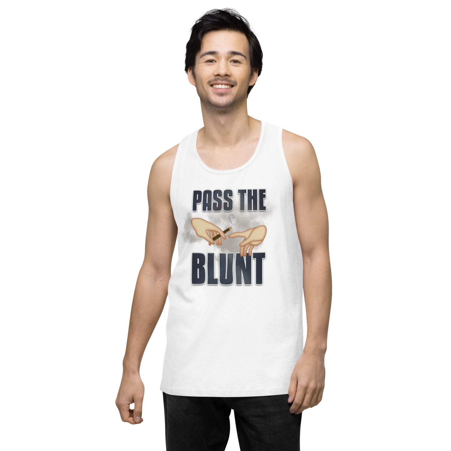 Men’s Cannabis Weed Emoji Premium Tank Top