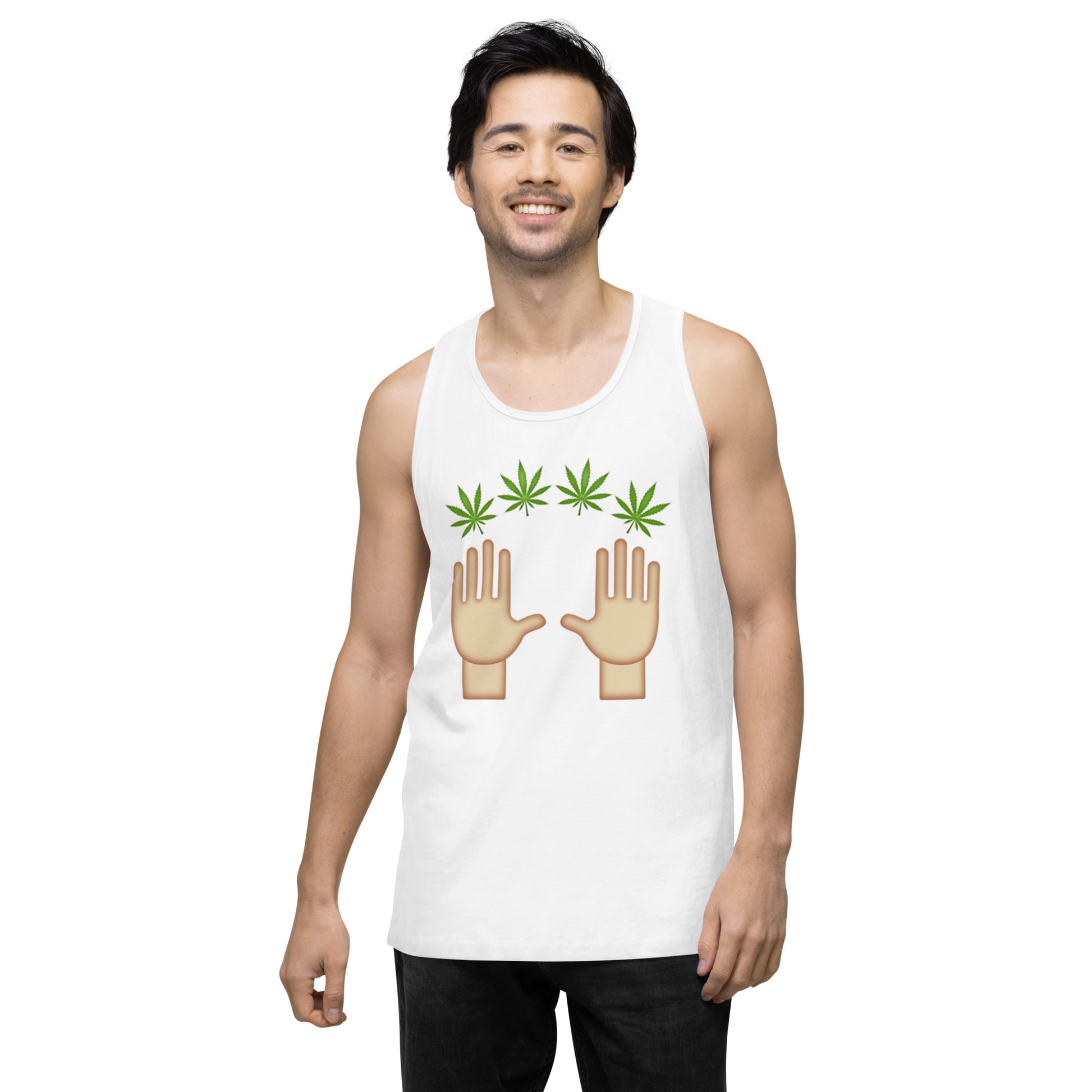 Emoji Praise Weed Cannabis Festival Fun Tank Top For Men