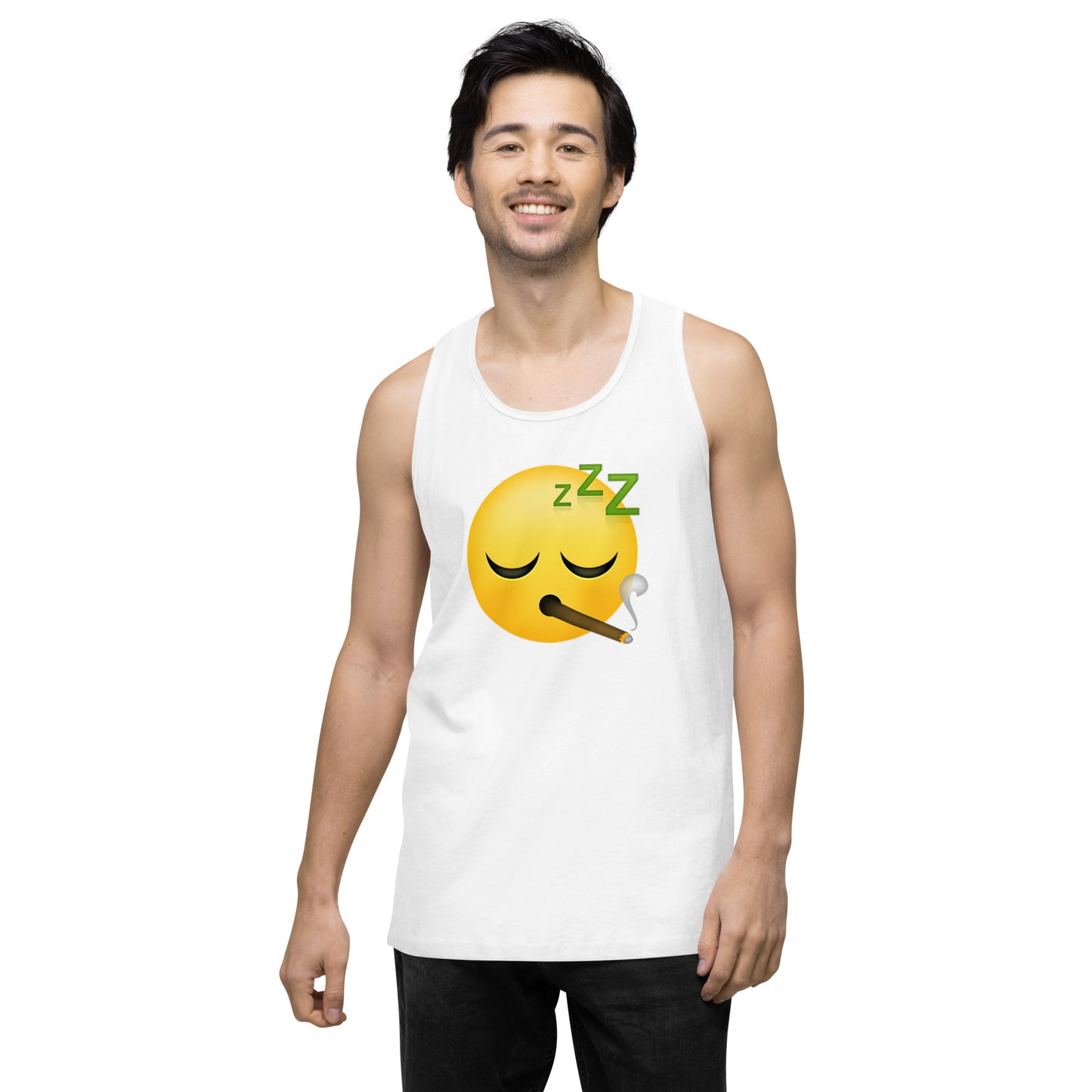 Men’s Cannabis Weed Emoji Premium Tank Top