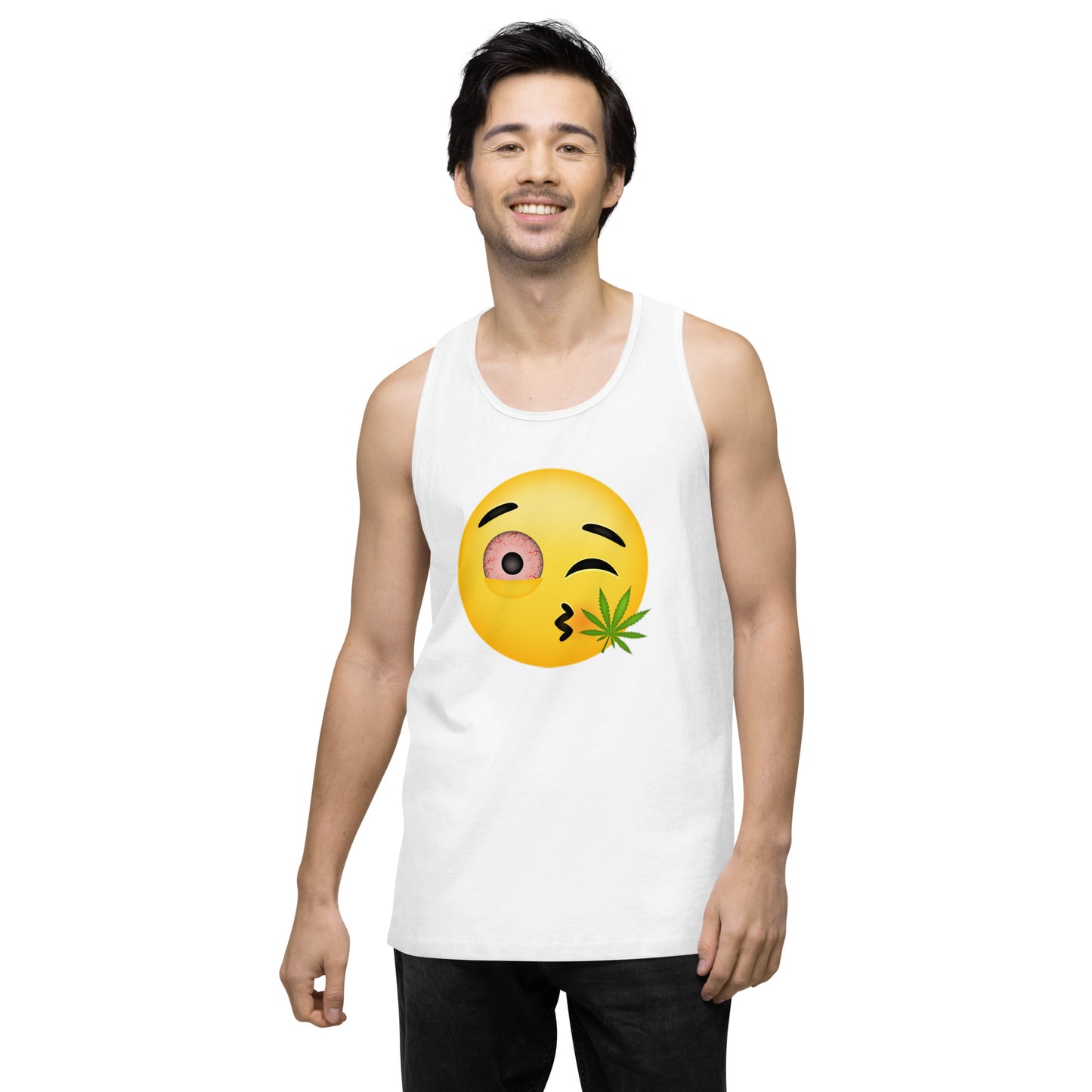 Emoji Wink Kiss Weed Cannabis EDM Festival Party Tank Top For Men