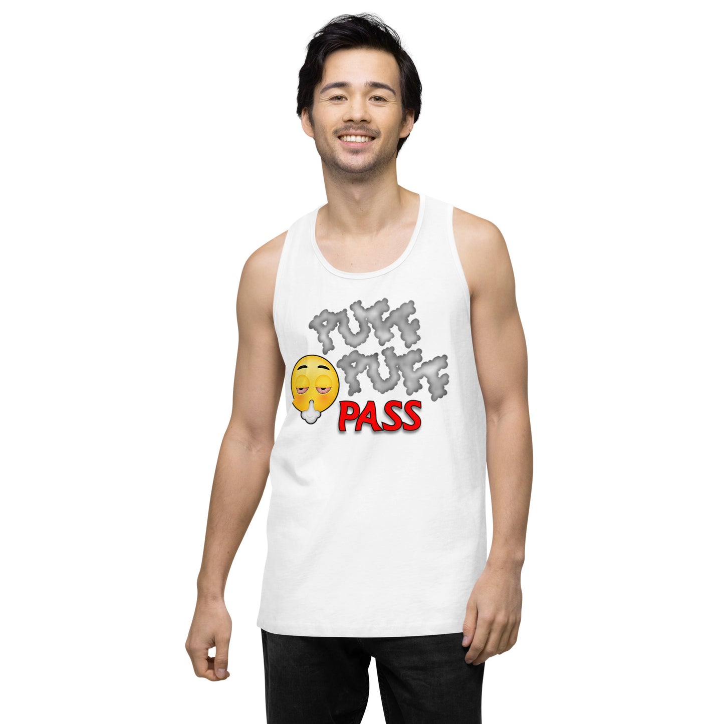 Men’s Cannabis Weed Emoji Premium Tank Top