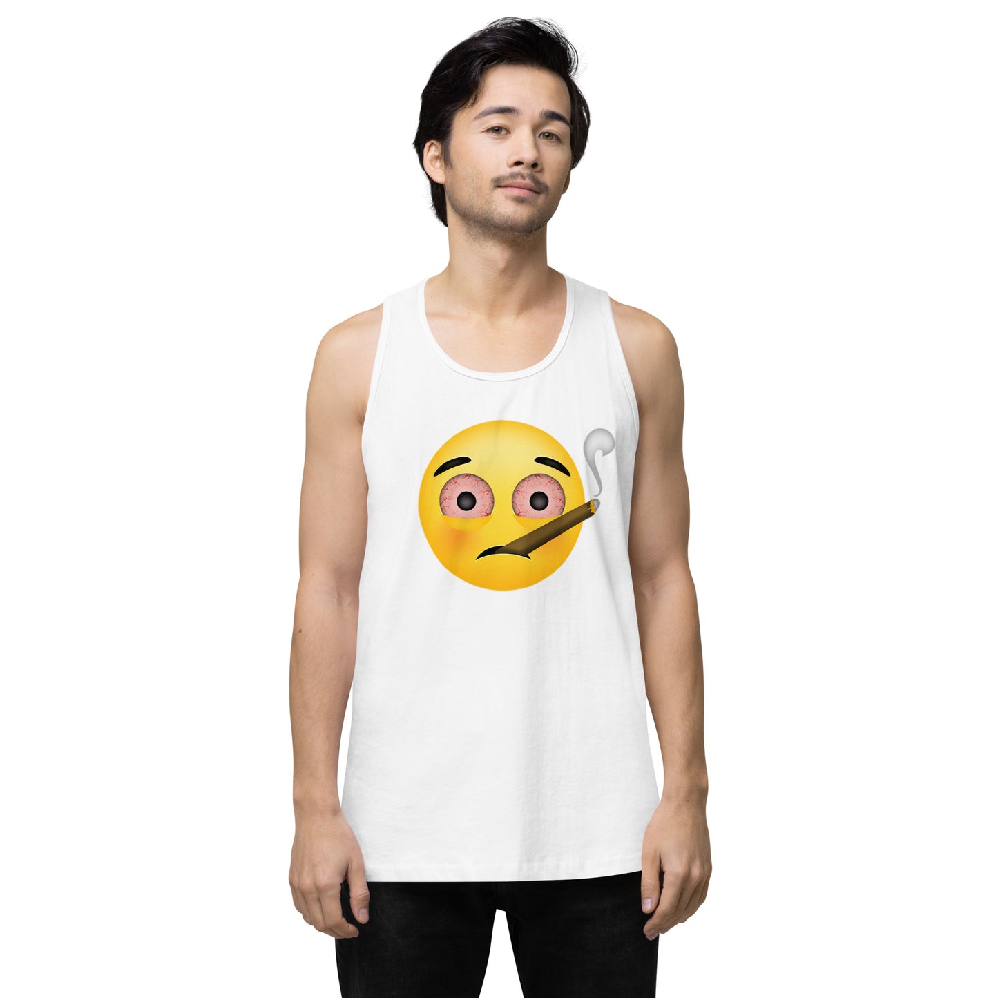 Men’s Cannabis Weed Emoji Premium Tank Top