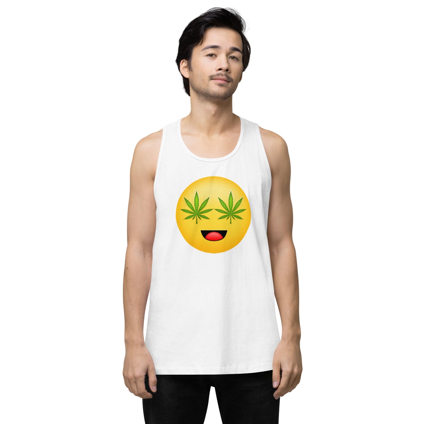 Men’s Cannabis Weed Emoji Premium Tank Top