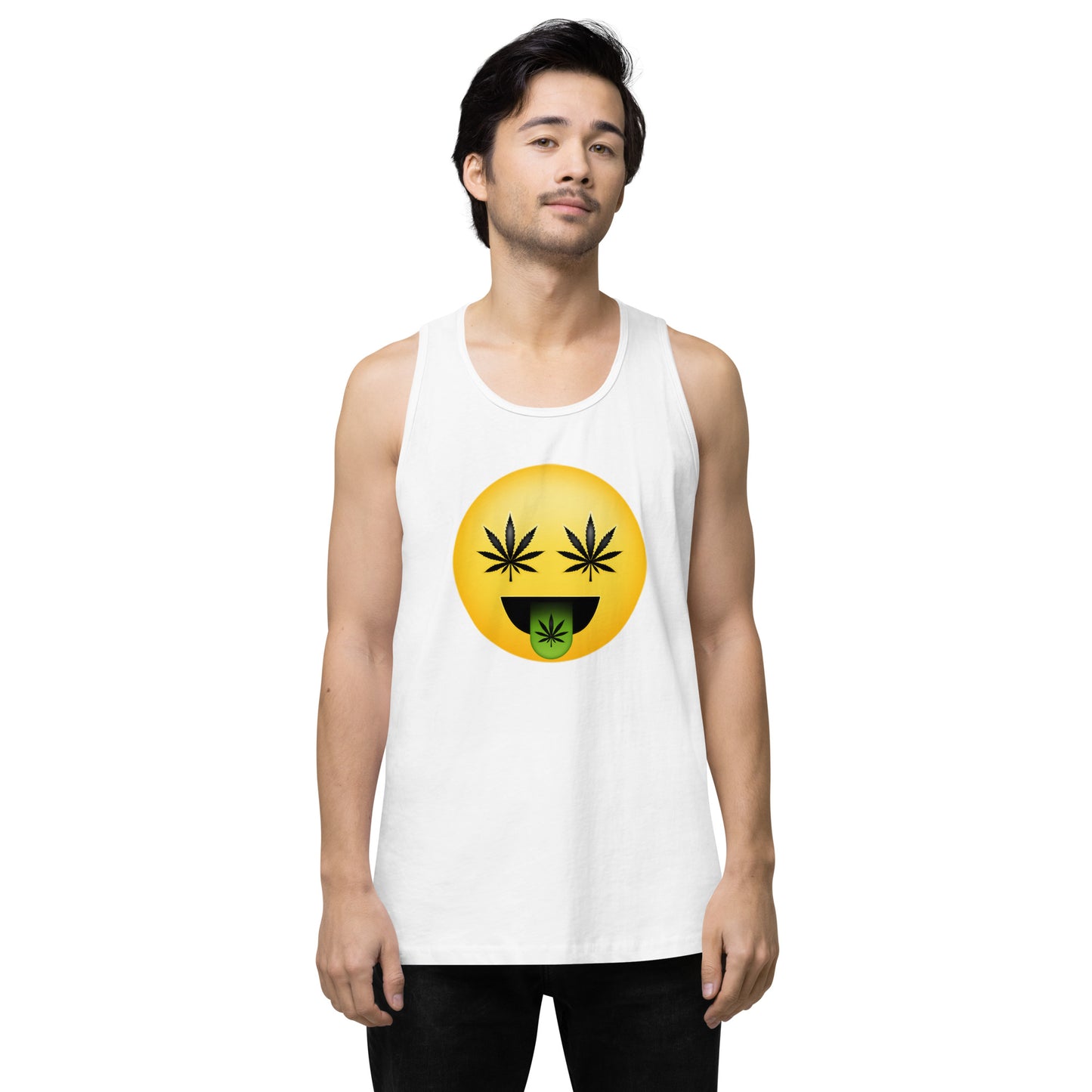 Men’s Cannabis Weed Emoji Premium Tank Top