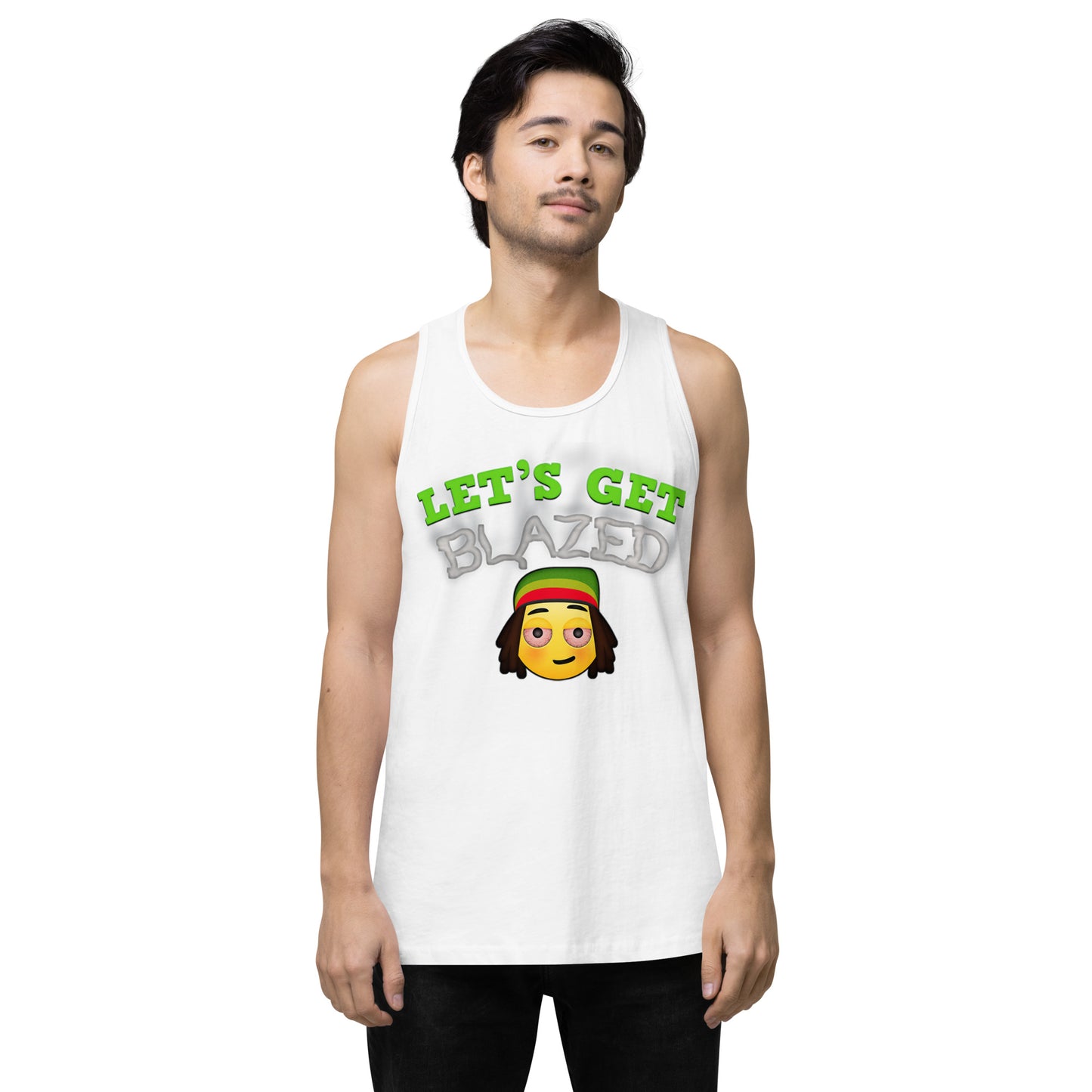 Men’s Cannabis Weed Emoji Premium Tank Top