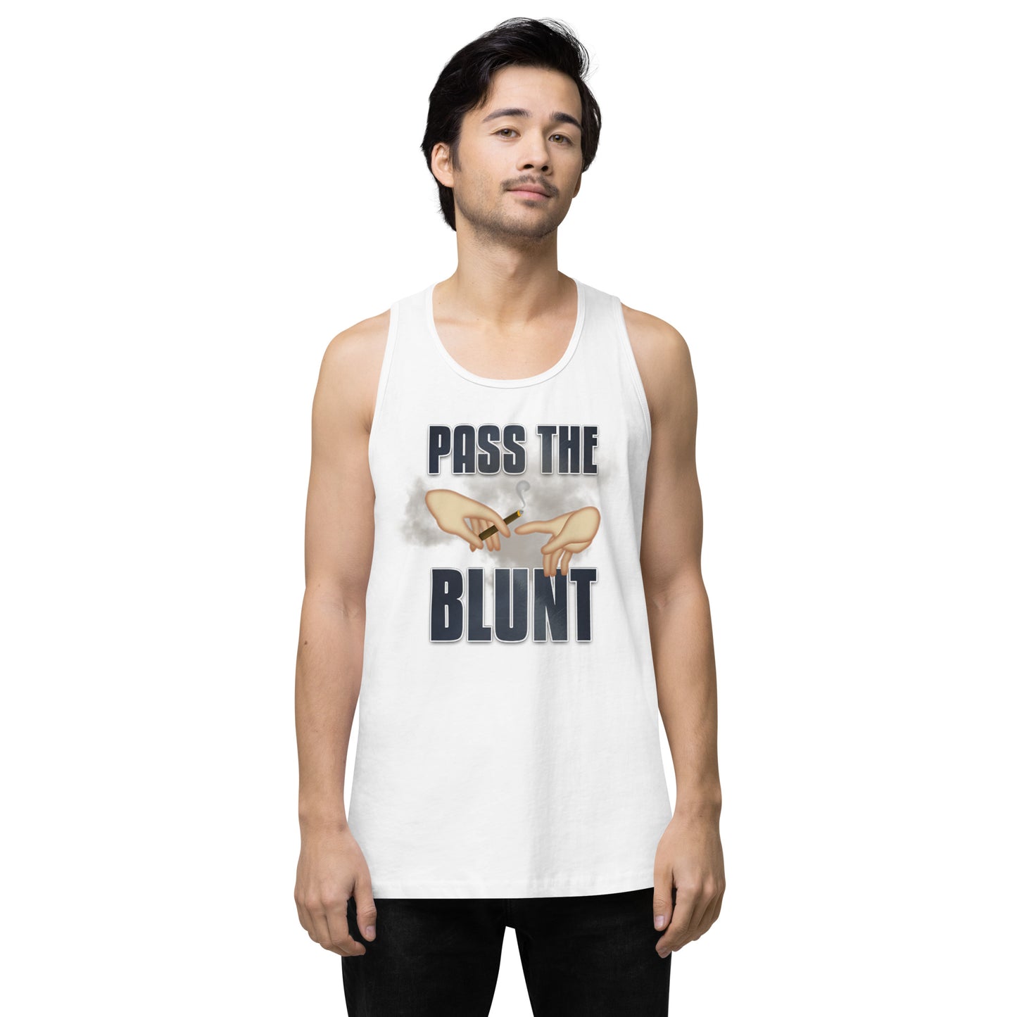 Men’s Cannabis Weed Emoji Premium Tank Top